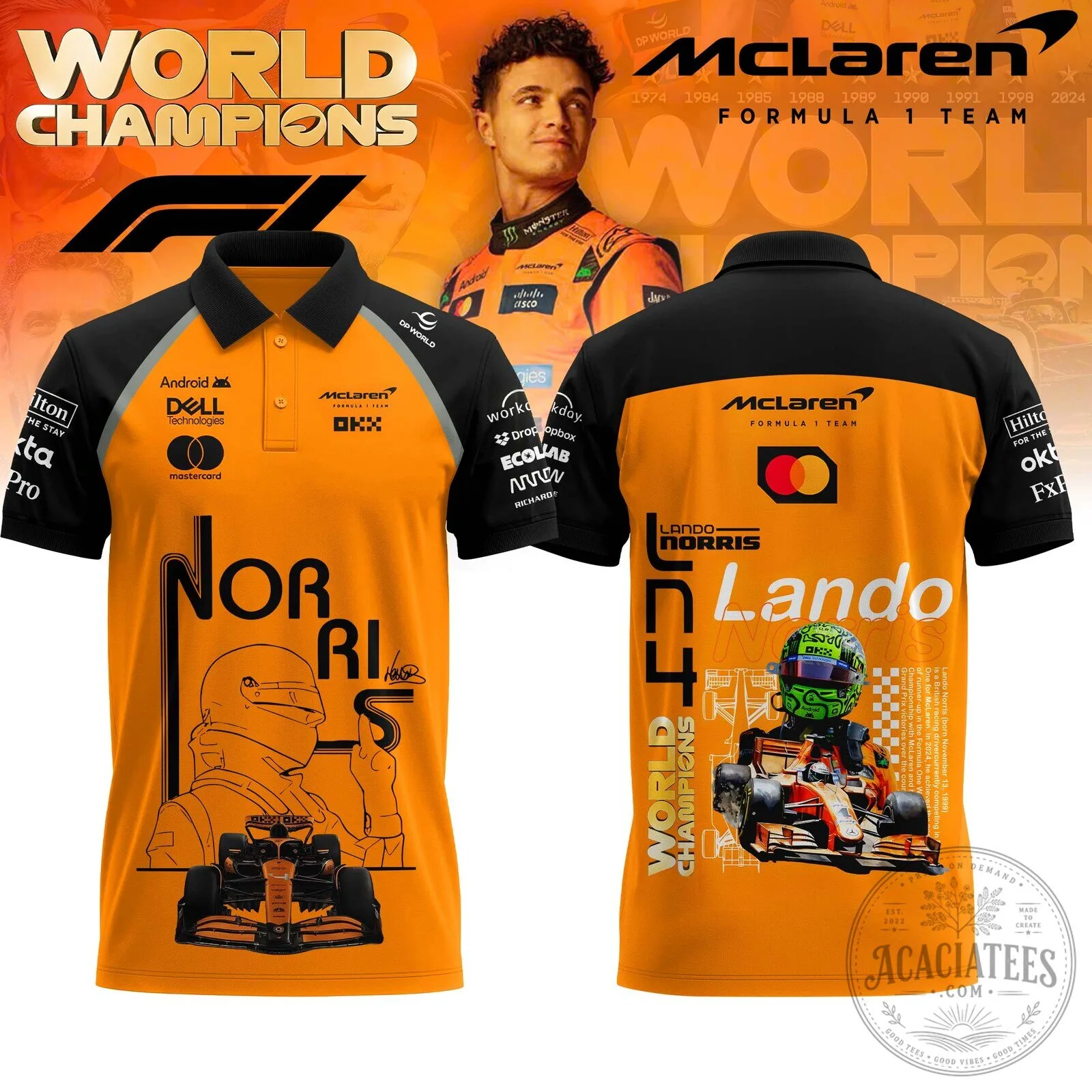 Lando Norris McLaren Formula 1 Team Racing Polo Shirt