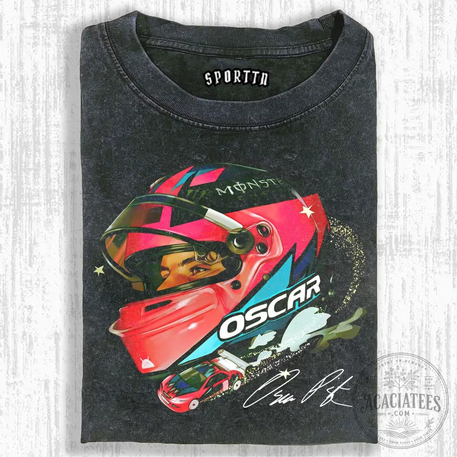 Oscar Piastri Formula 1 Racing Driver Helmet Graphic T-Shirt