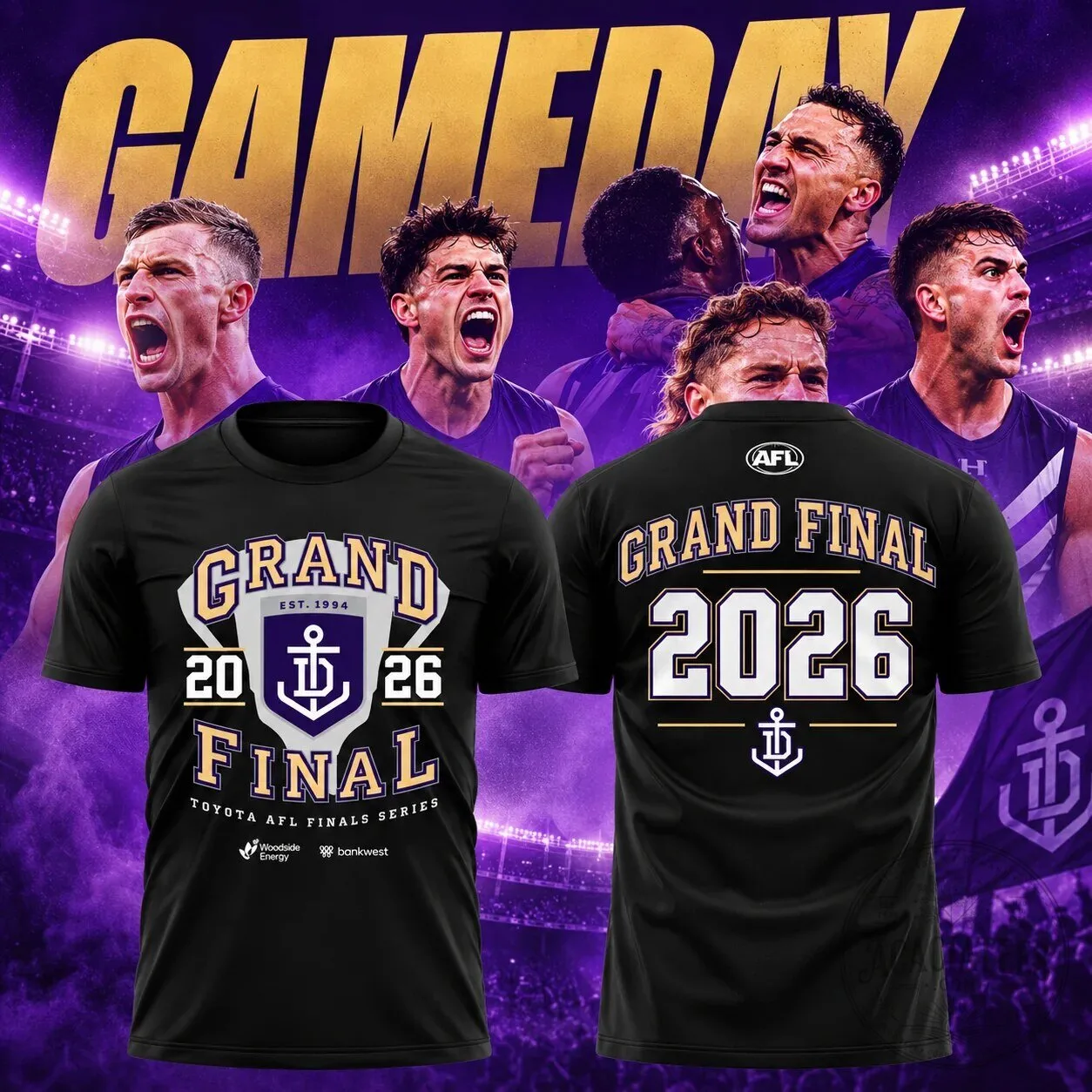 Fremantle Dockers 2026 AFL Grand Final Black T-Shirt