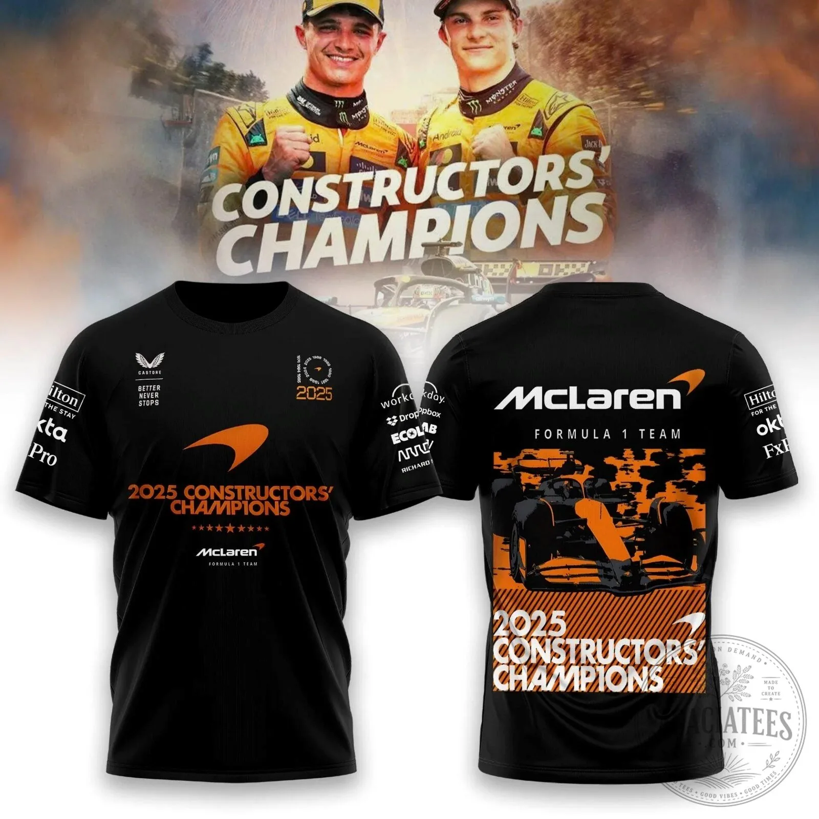 Lando Norris McLaren Formula 1 Team 2025 Constructors Champions T-Shirt