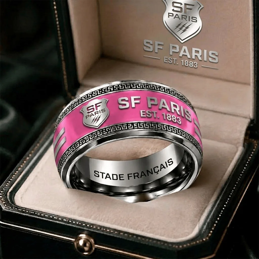 Stade Français Paris Rugby Club Pink Silver Band Ring