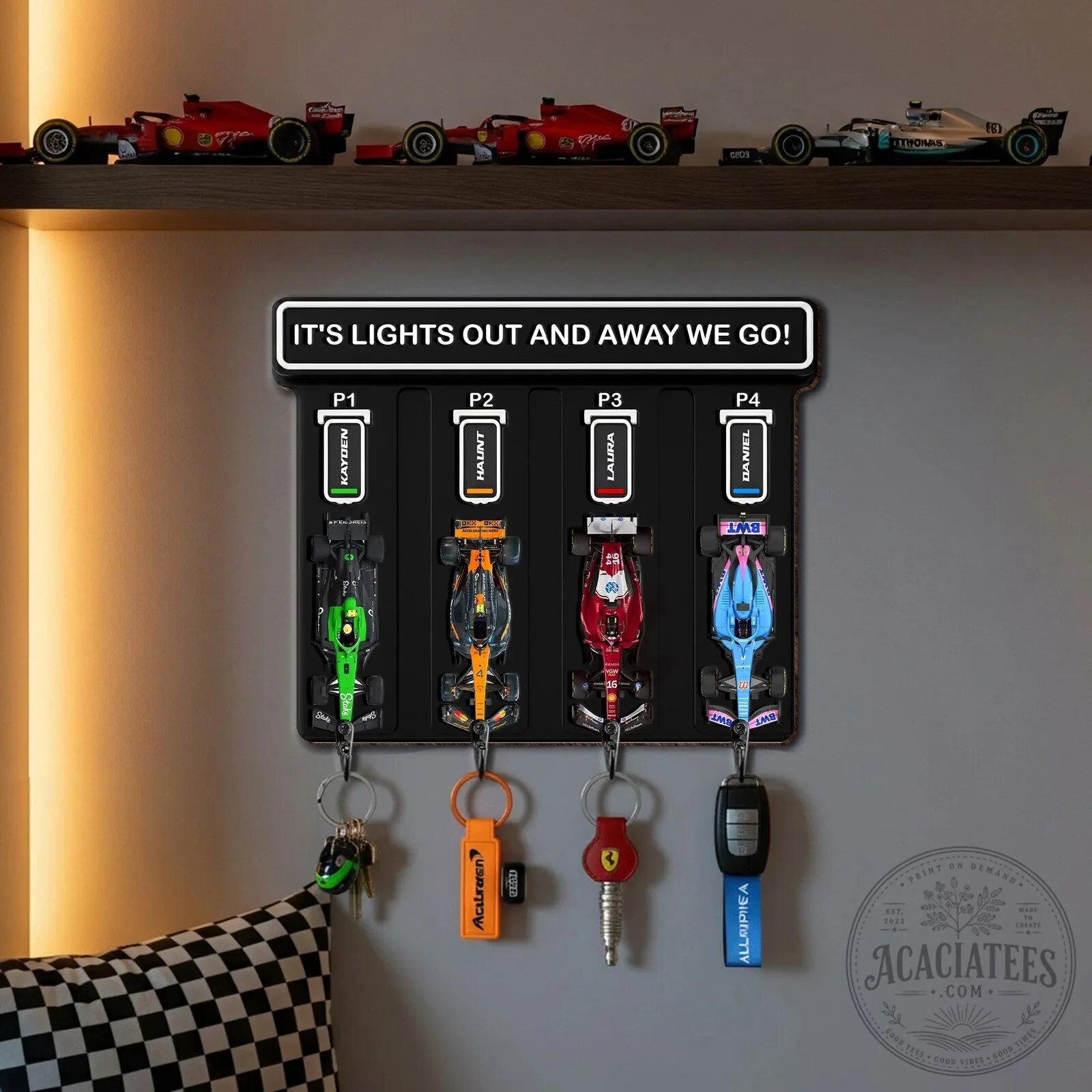 Formula 1 Racing Car Pit Stop Personalized Key Holder Hanger