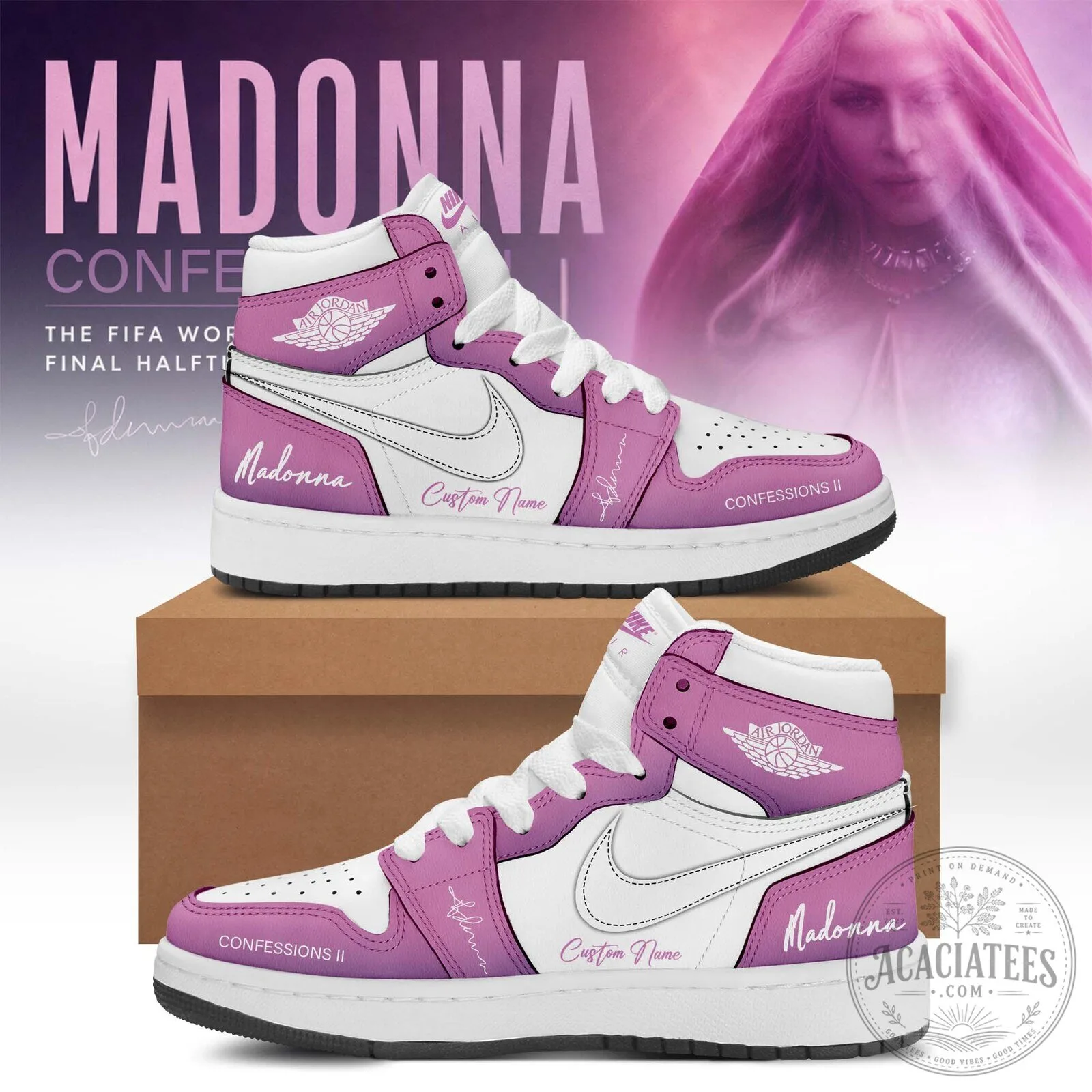 Custom Name High-Top Sneakers - Madonna Confessions II Edition