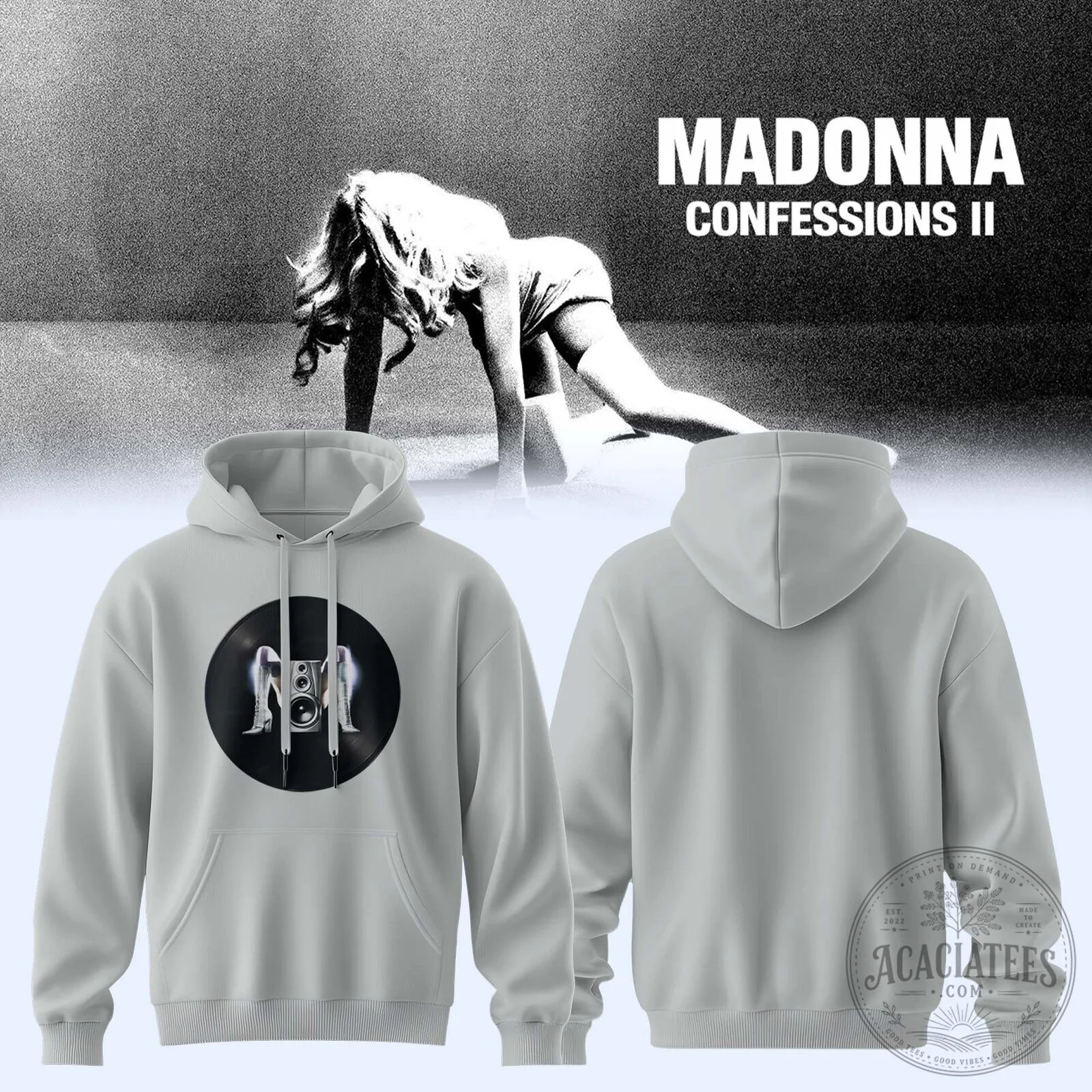 Madonna Confessions II Album Cover Art Gray Hoodie