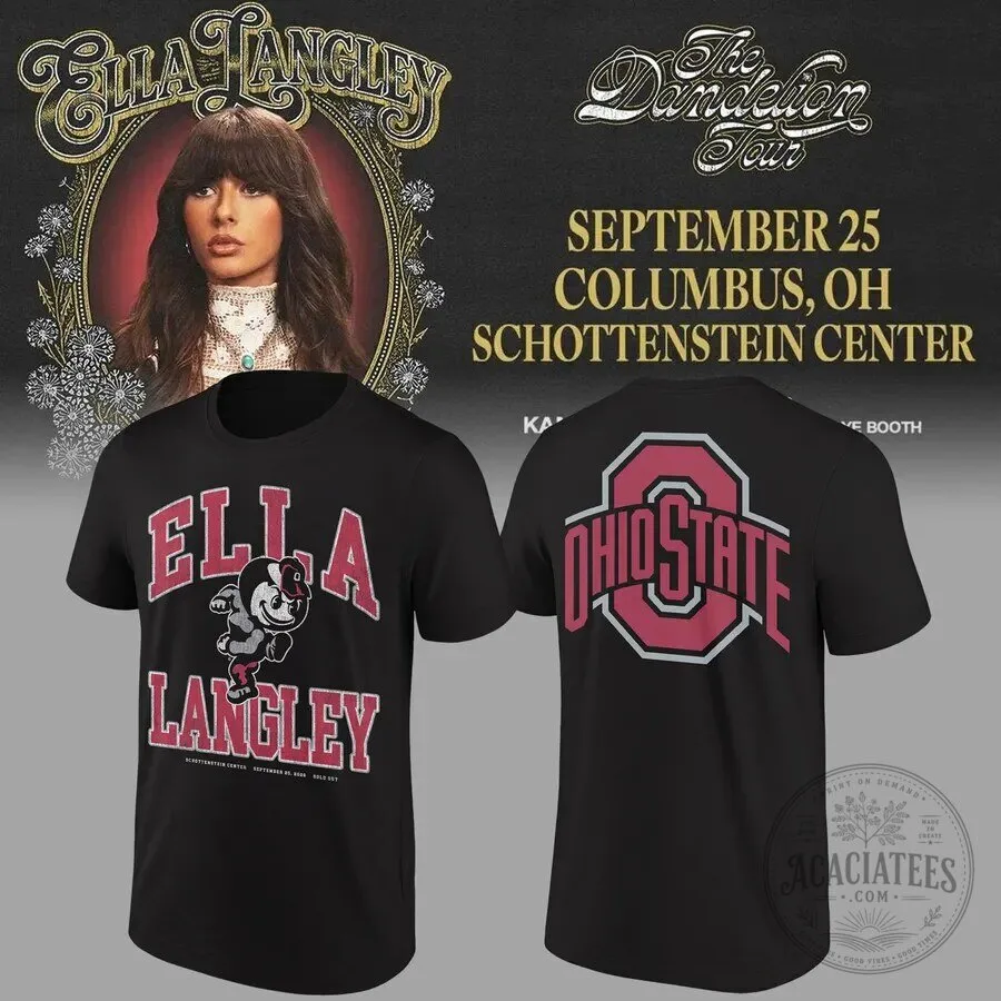 Ella Langley The Dandelion Tour Ohio State Buckeyes Black T-Shirt
