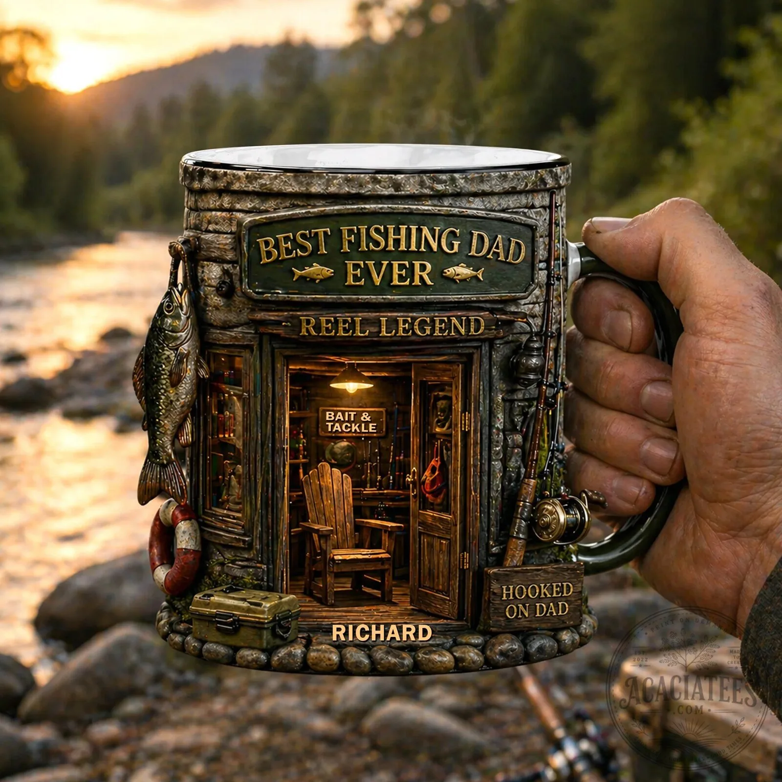 Best Fishing Dad Ever Reel Legend Personalized Fishing Themed Mug