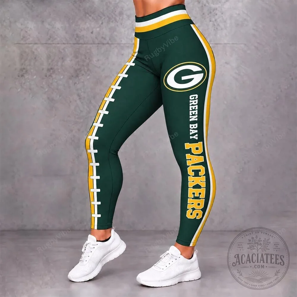 Green Bay Packers Football Team Logo Women's High Waisted Leggings