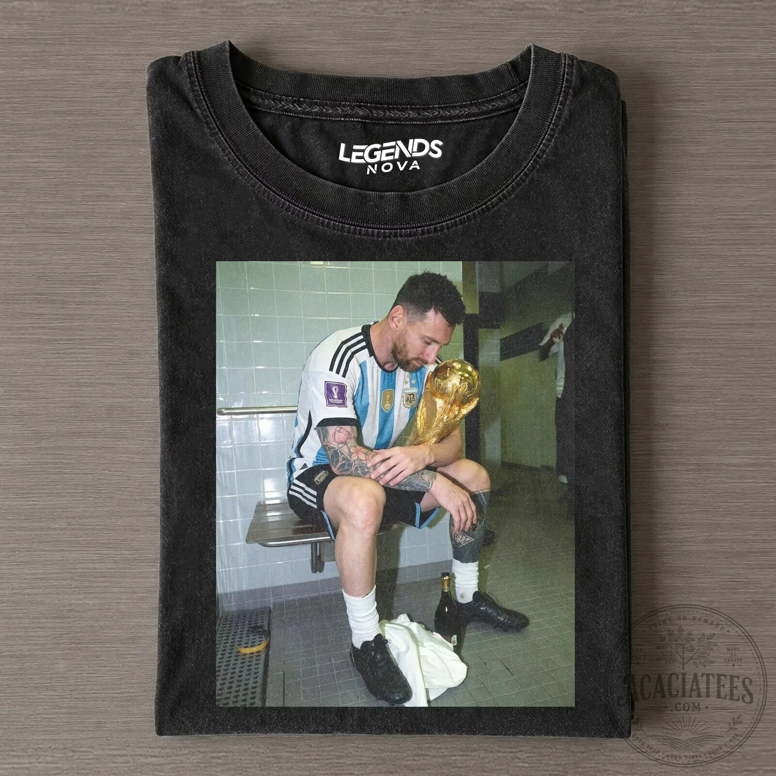 Lionel Messi World Cup Champion Vintage Washed T-Shirt