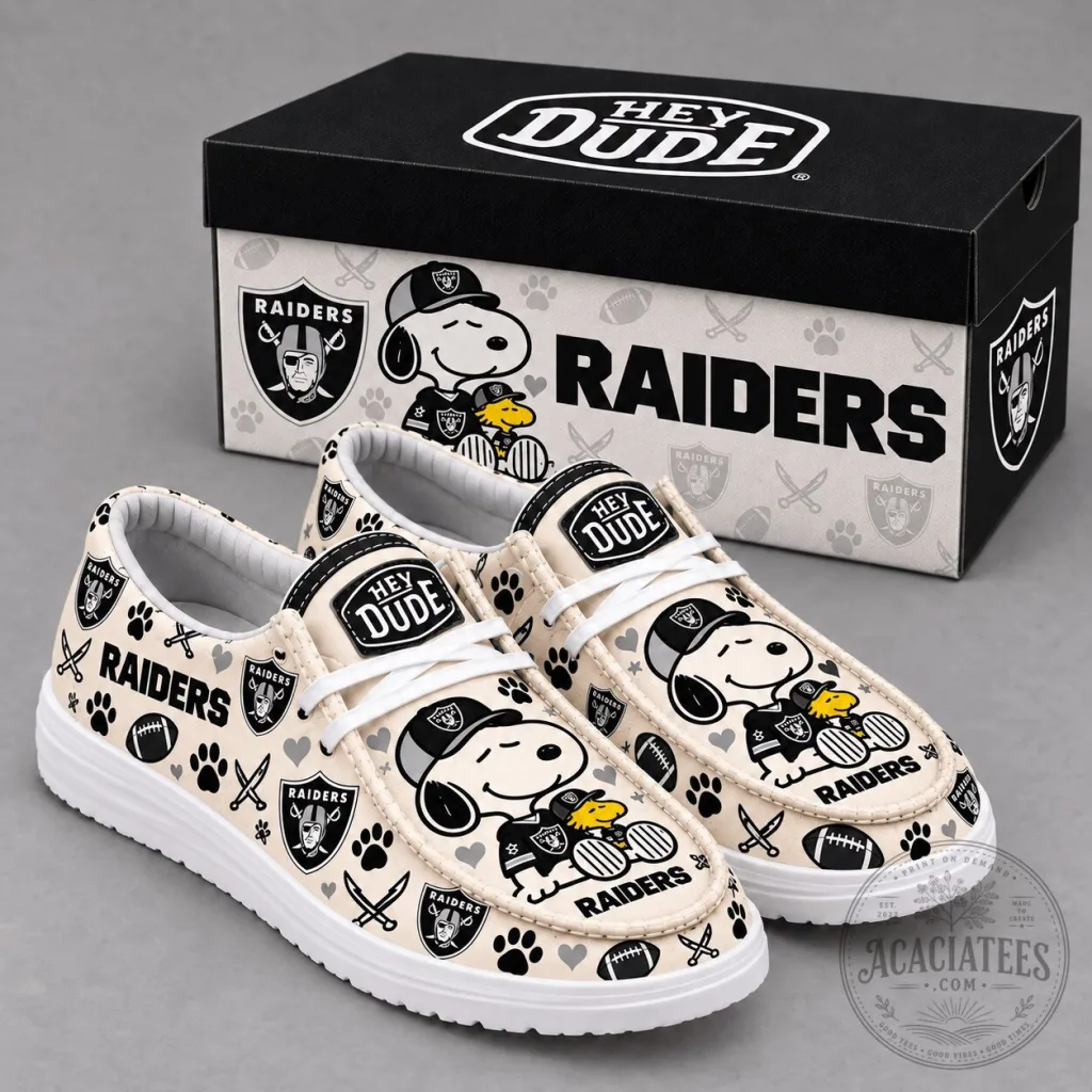 Las Vegas Raiders Snoopy Hey Dude Style Shoes Las Vegas Raiders Snoopy Hey Dude Style Shoes