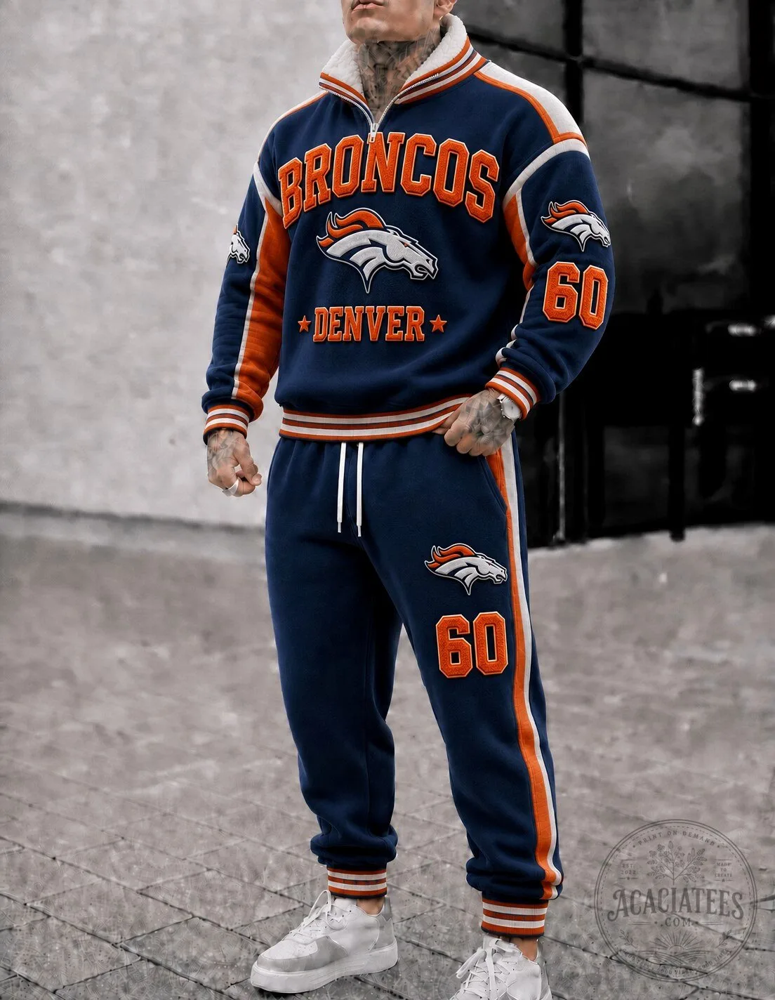 Denver Broncos Football Team Fleece Pullover Sweatshirt