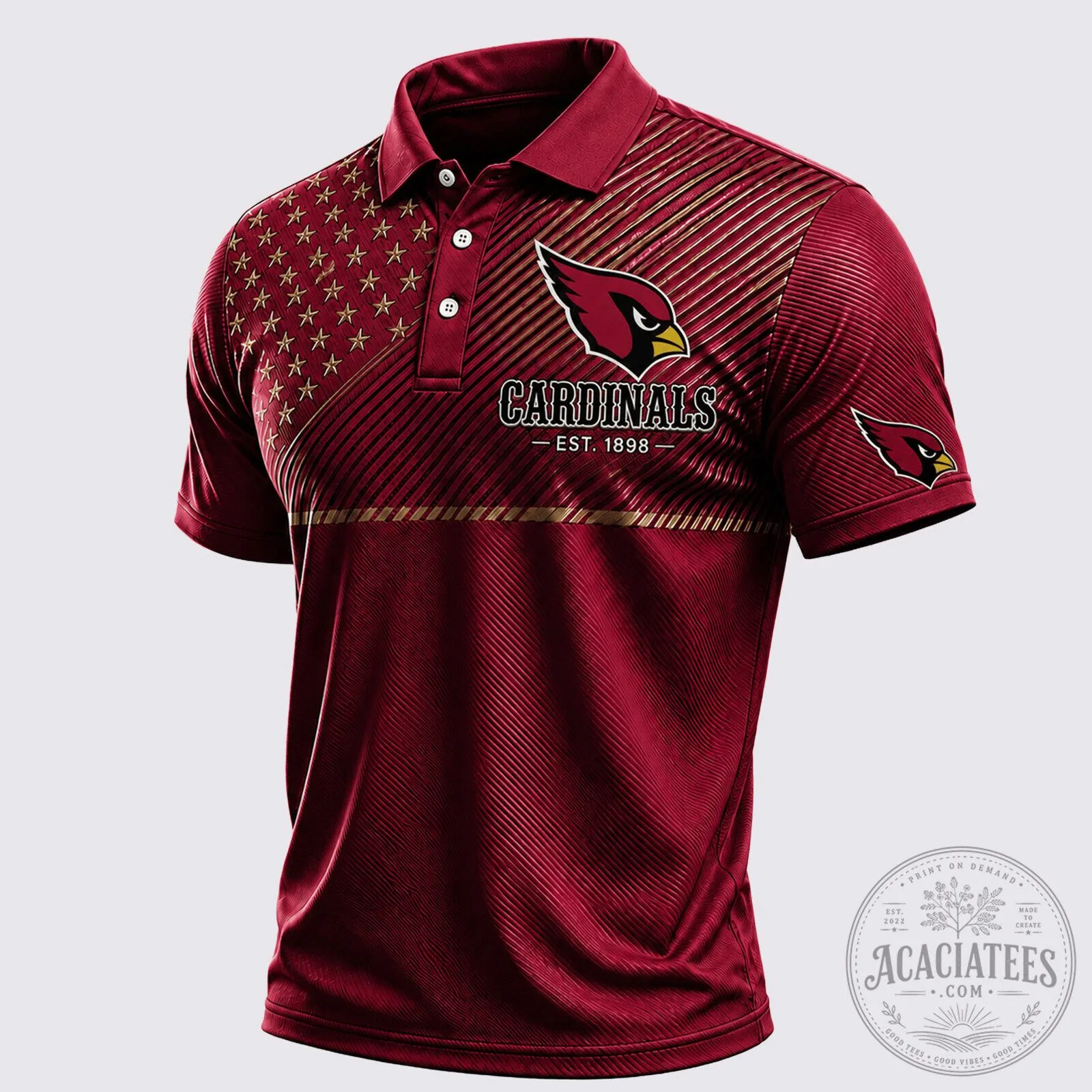 Arizona Cardinals Stars and Stripes Patriotic Polo Shirt