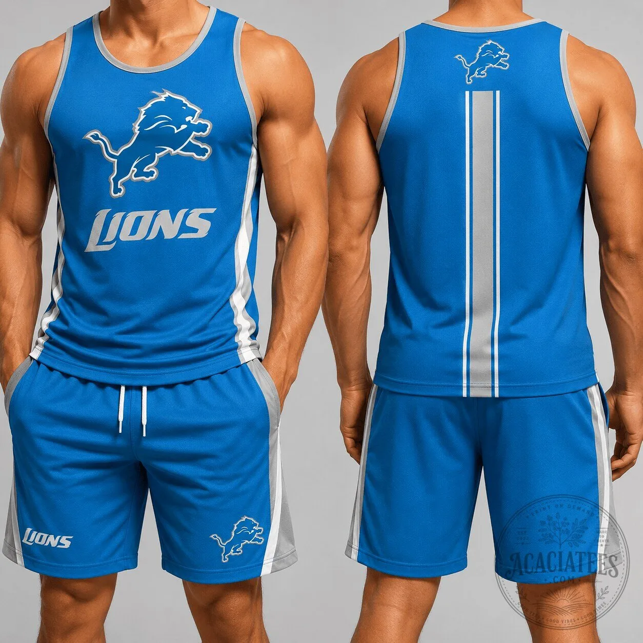 Detroit Lions NFL Football Team Blue Athletic Tank Top and Shorts Set