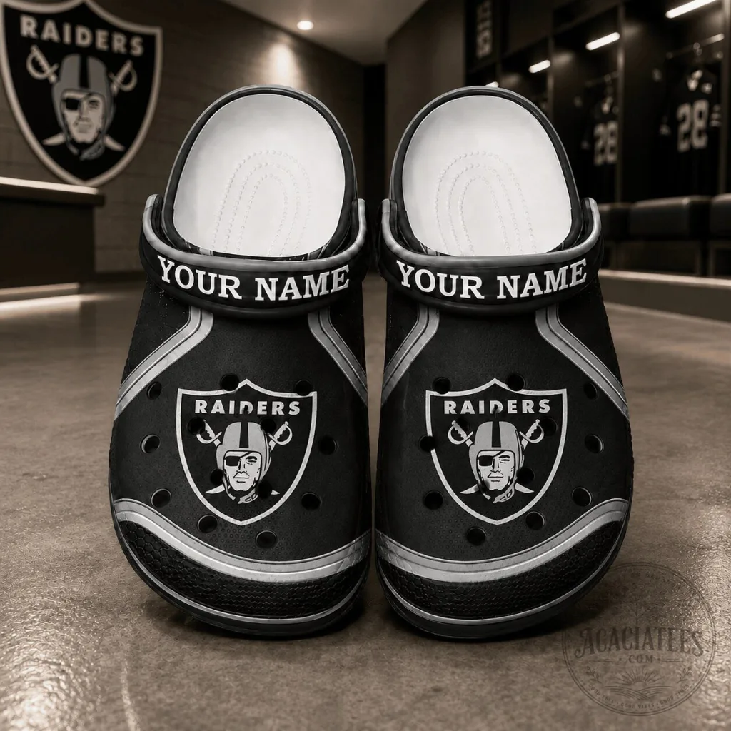Las Vegas Raiders Personalized Football Team Clogs Shoes