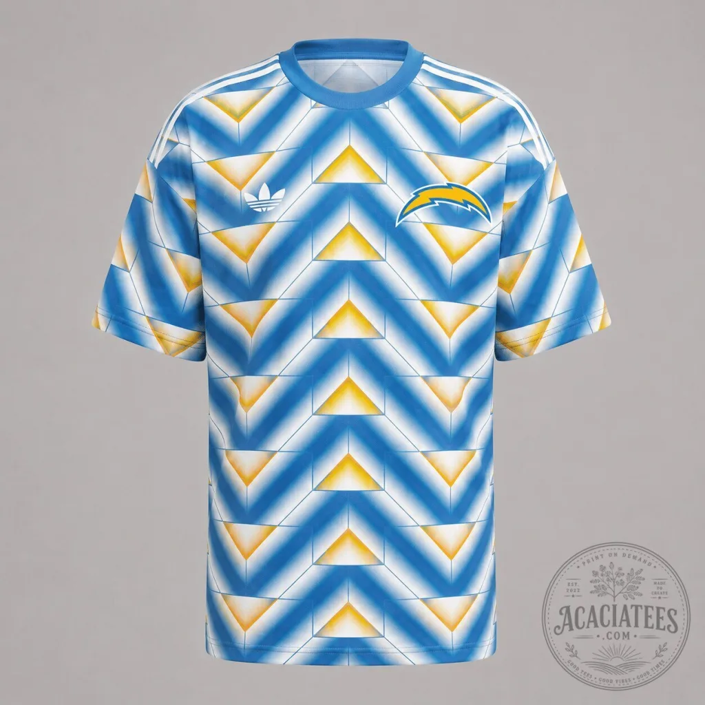 Los Angeles Chargers Retro Geometric Pattern Football Fan T-Shirt