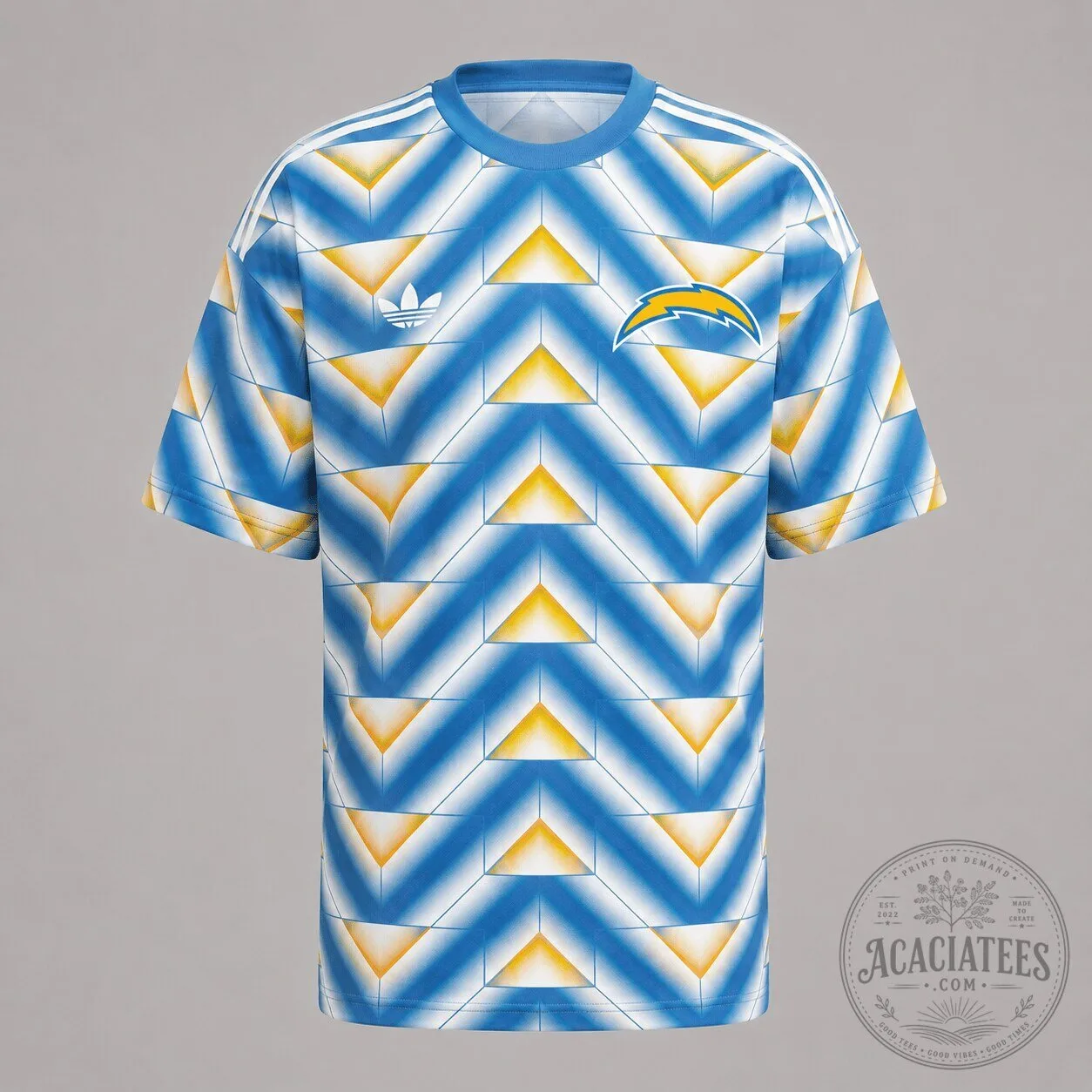 Los Angeles Chargers Retro Geometric Pattern Football Fan T-Shirt