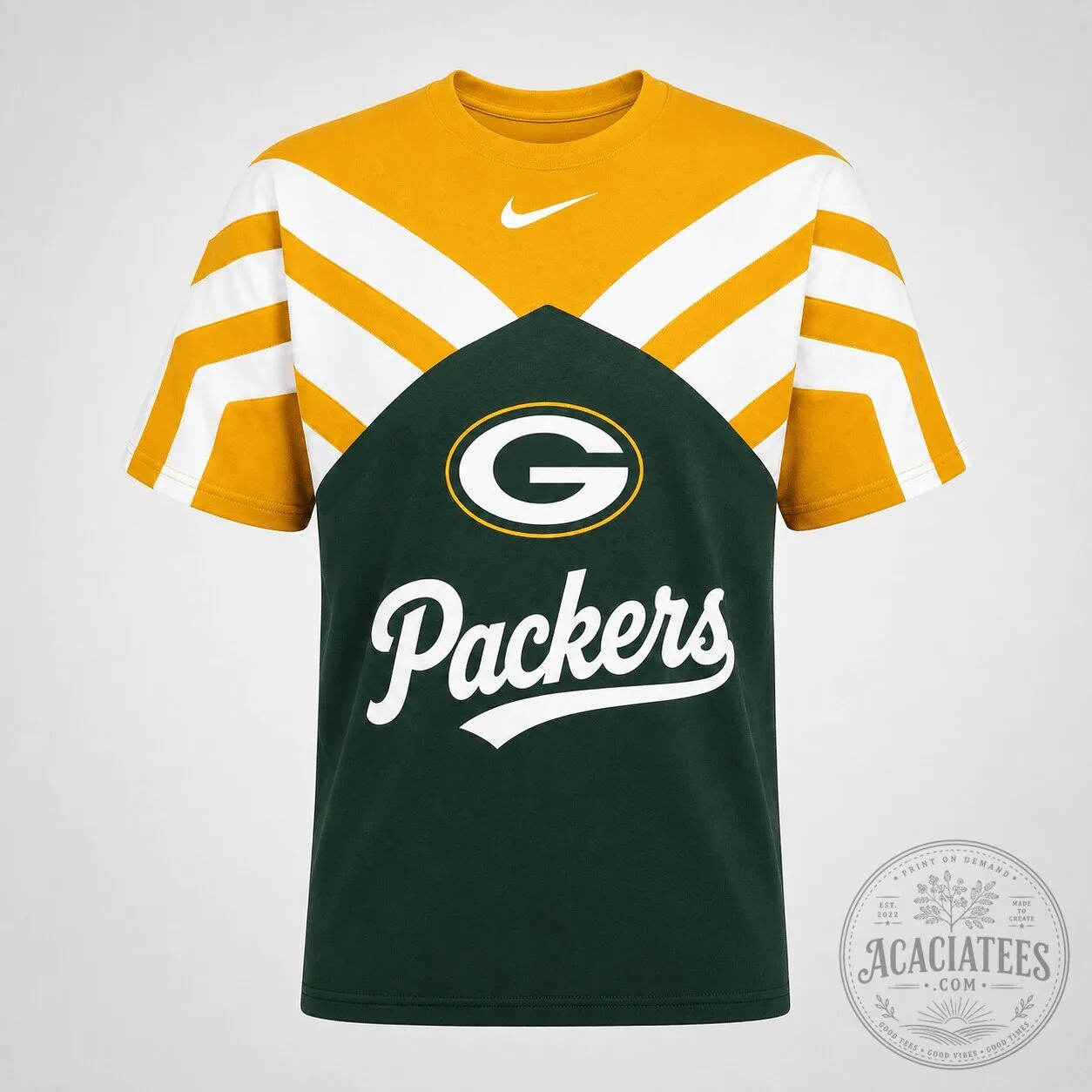 Green Bay Packers NFL Football Team Logo Gold and Green Athletic T-Shirt