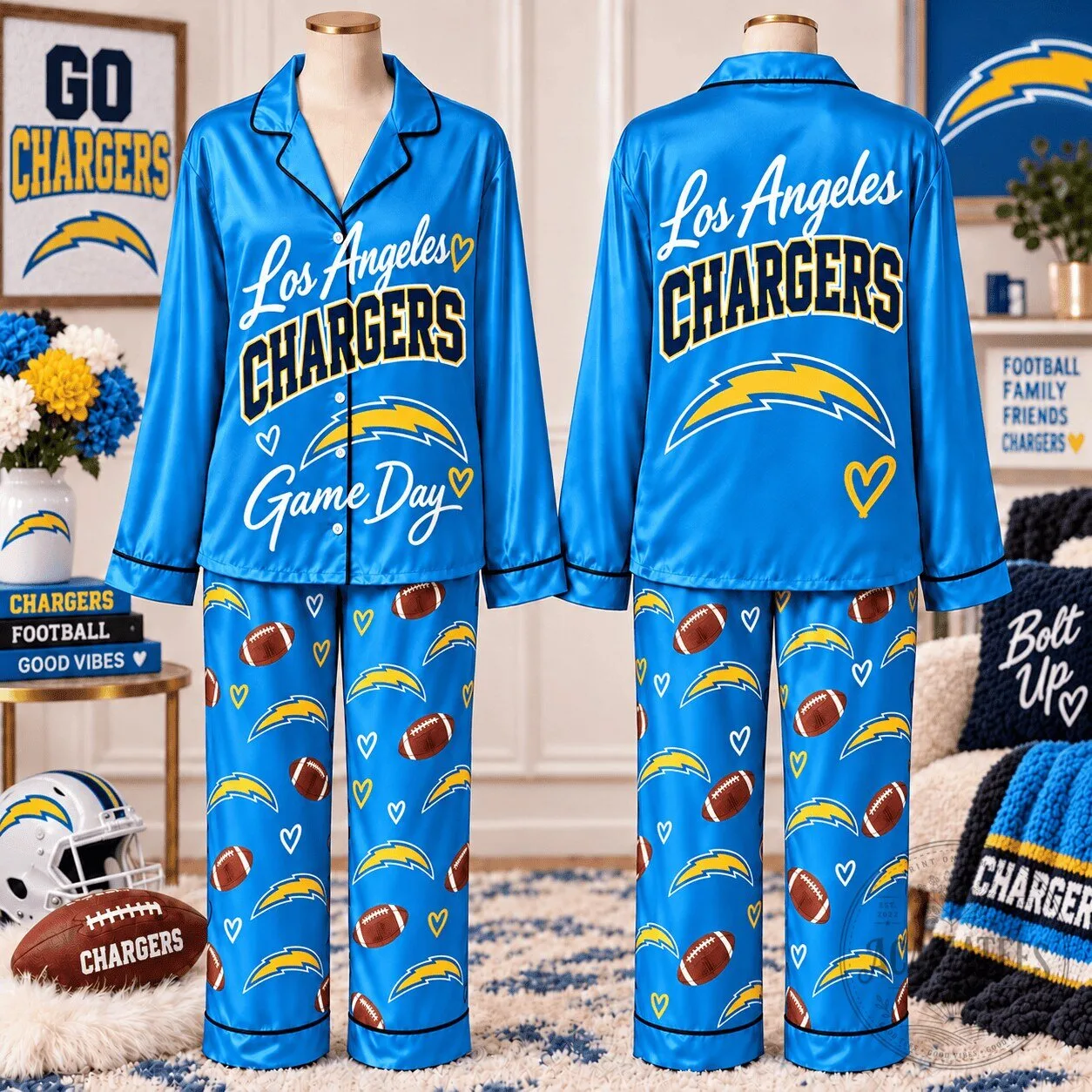 Women's Football Pajamas Set for Game Day - Los Angeles Chargers