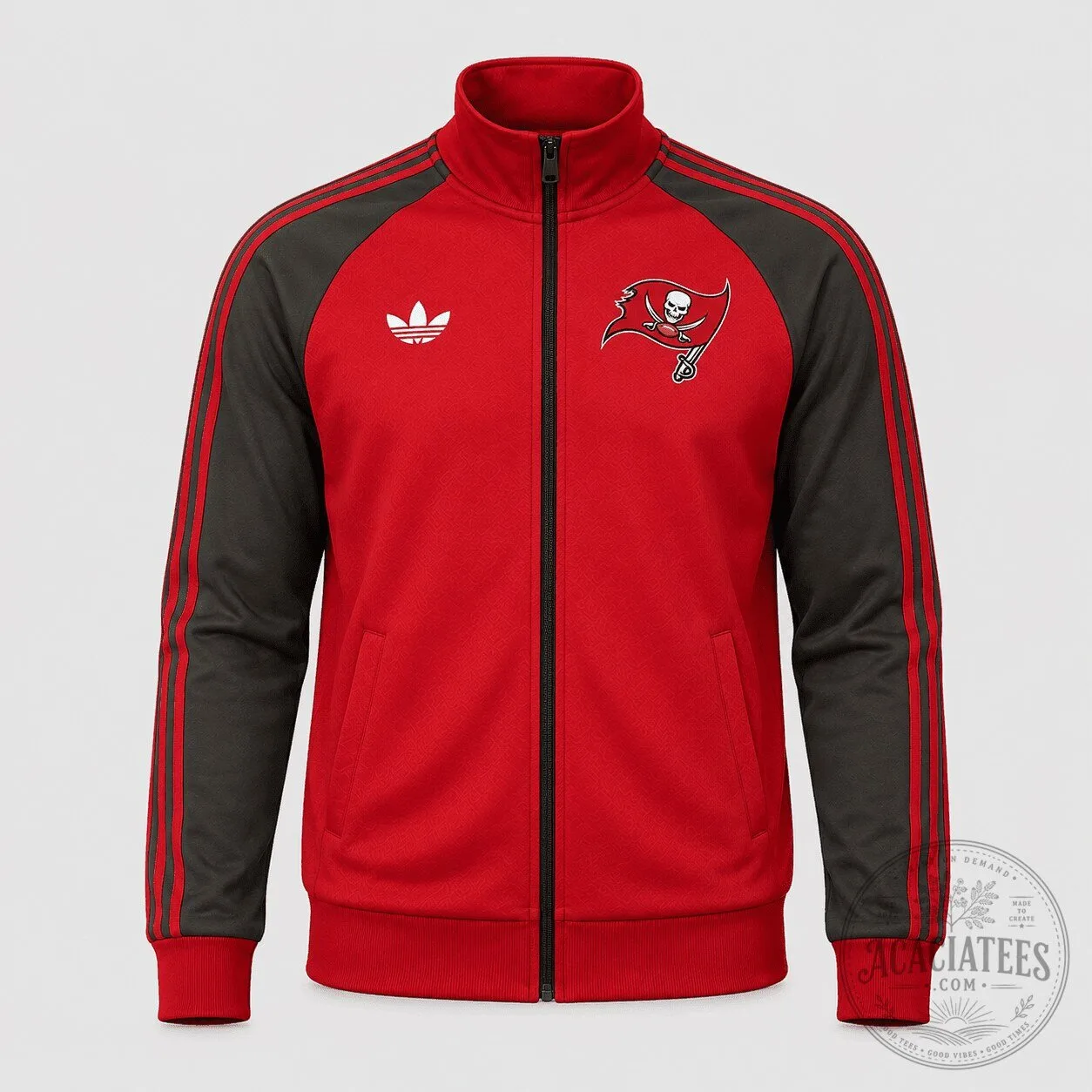 Tampa Bay Buccaneers Red and Black Striped Track Jacket with Team Logo
