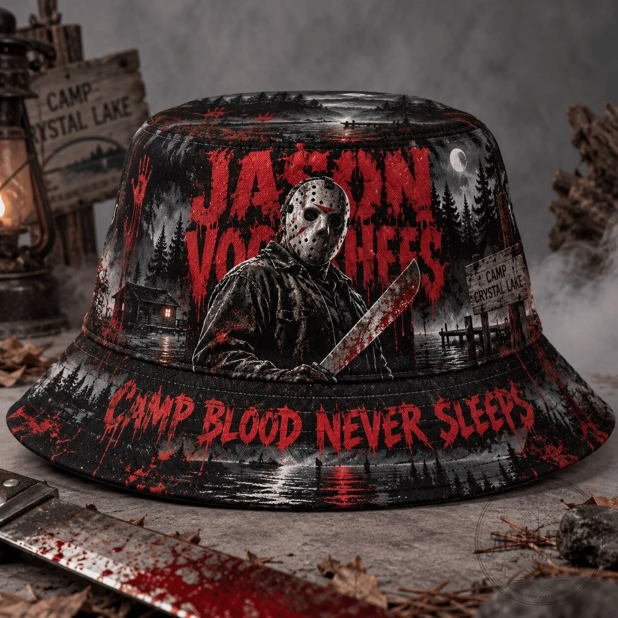 Jason Voorhees Camp Blood Never Sleeps Horror Movie Bucket Hat