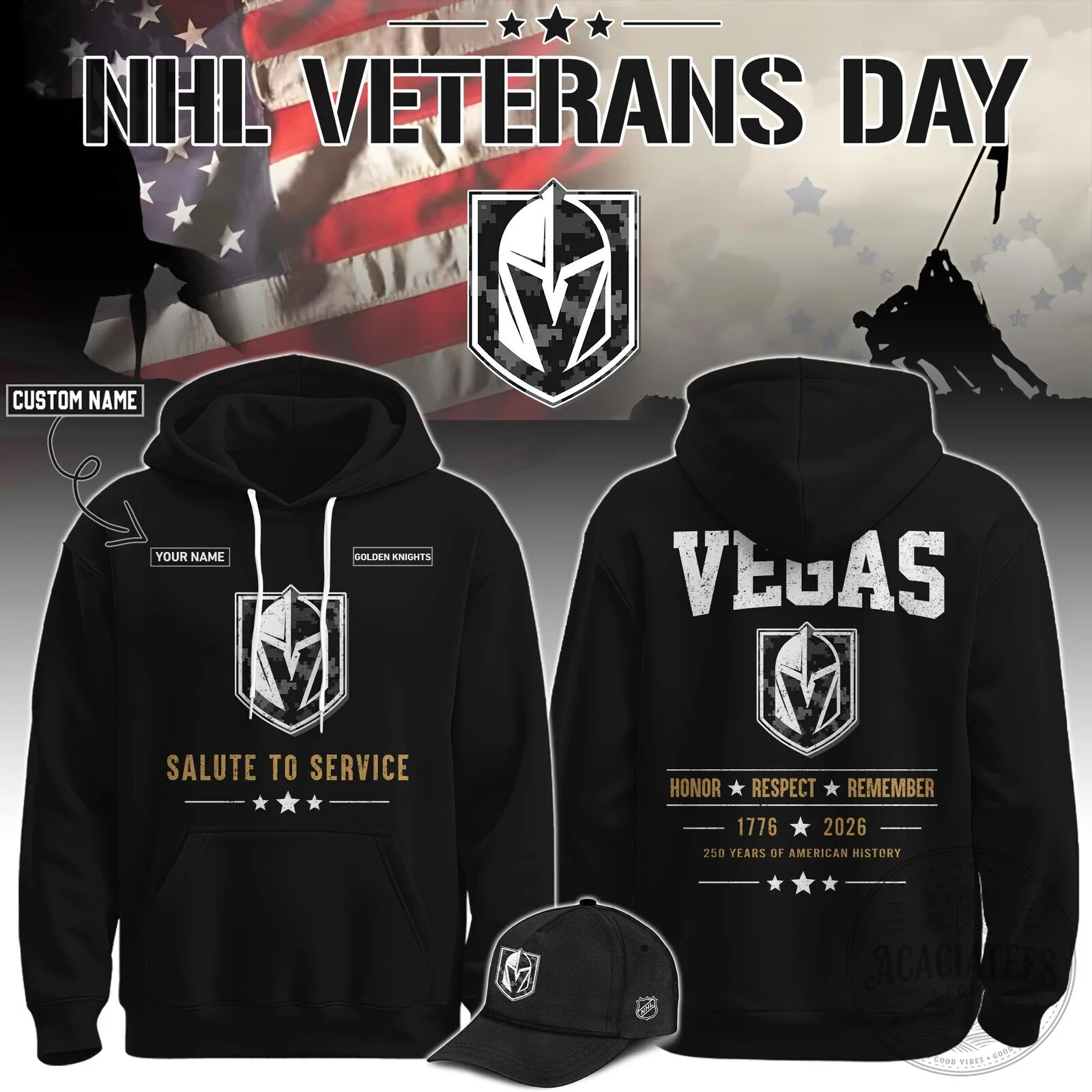 Vegas Golden Knights NHL Veterans Day Salute To Service Hoodie
