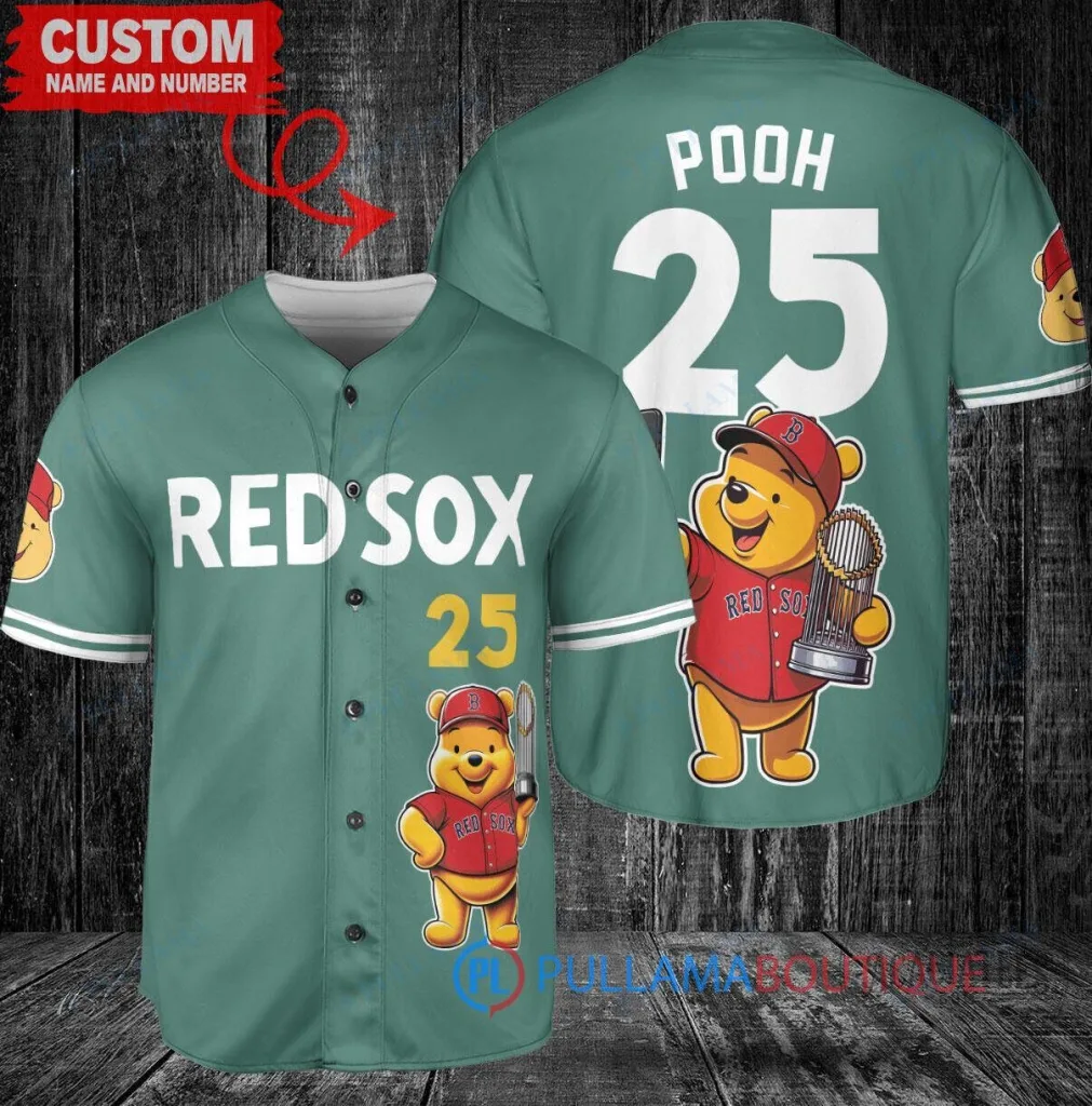 Boston Red Sox Baseball Winnie the Pooh World Series Champions Custom Baseball Jersey