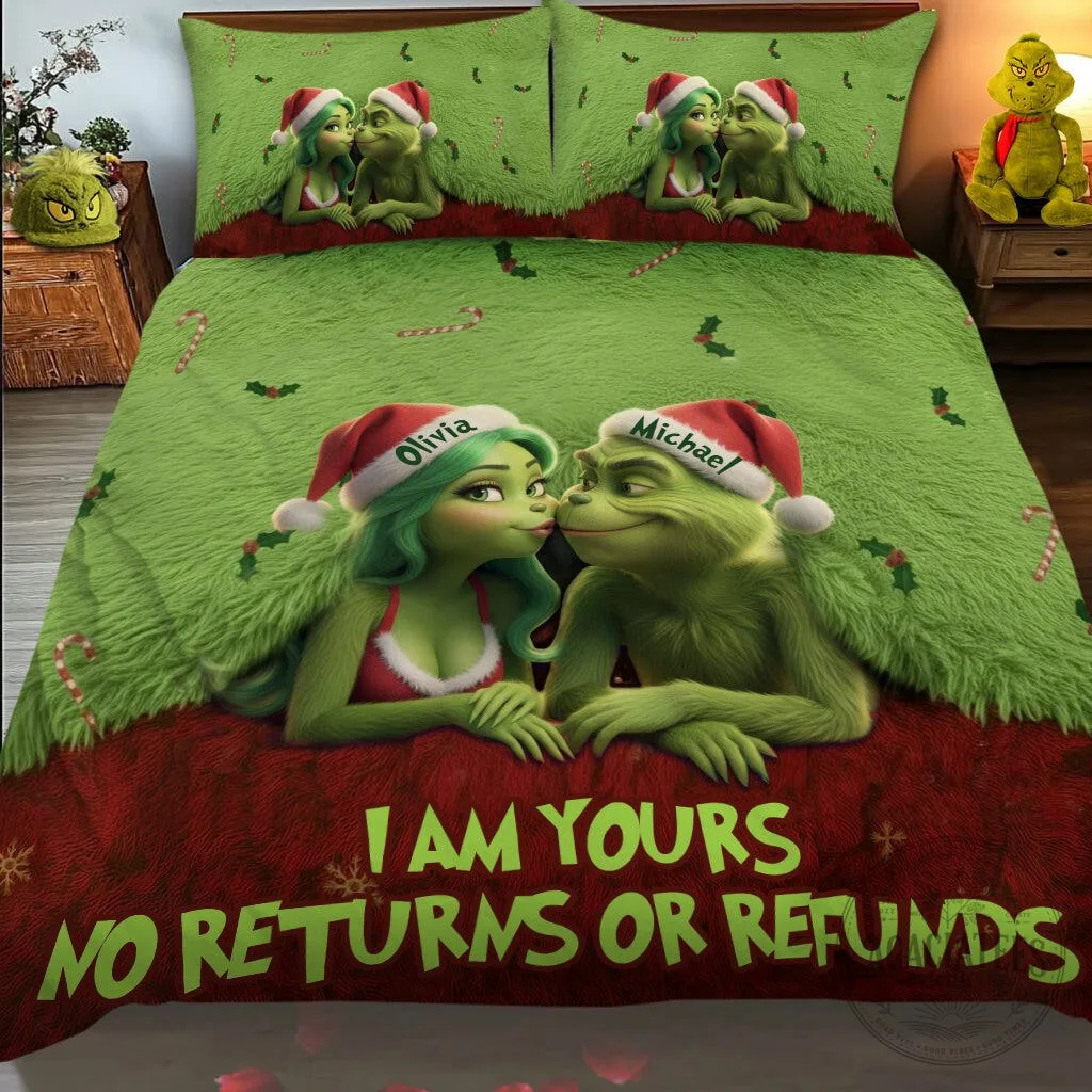Personalized Grinch and Cindy Lou Who Christmas Couple Quilted Bedding Set