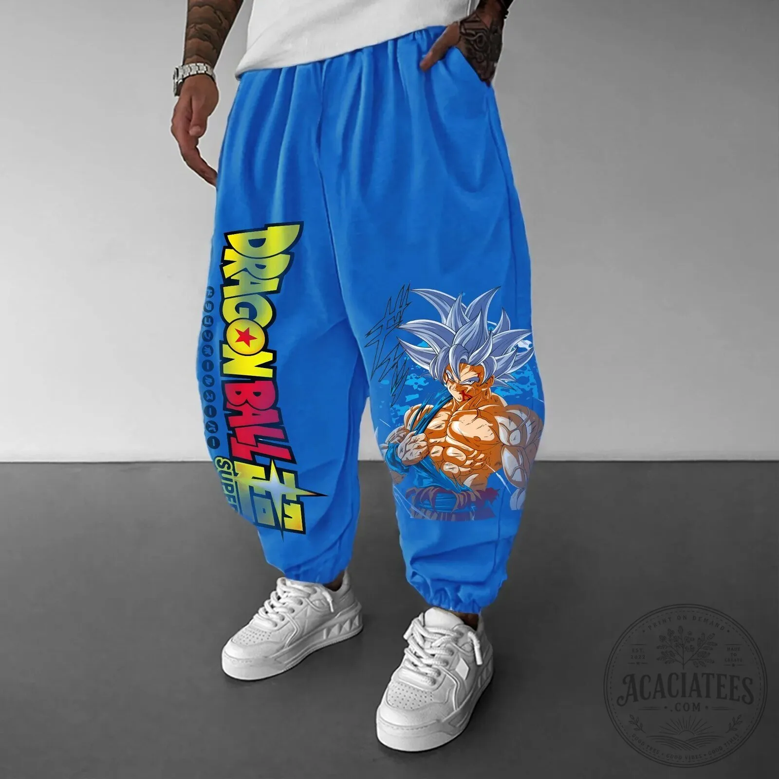 Dragon Ball Super Goku Ultra Instinct Blue Anime Graphic Print Pants