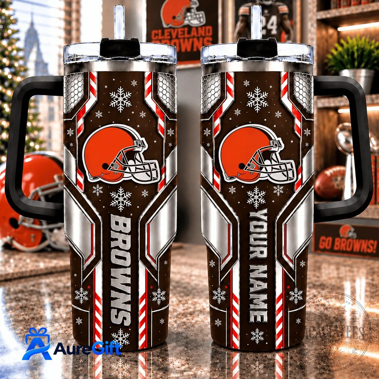 Cleveland Browns NFL Christmas Kick Off Personalized Tumbler