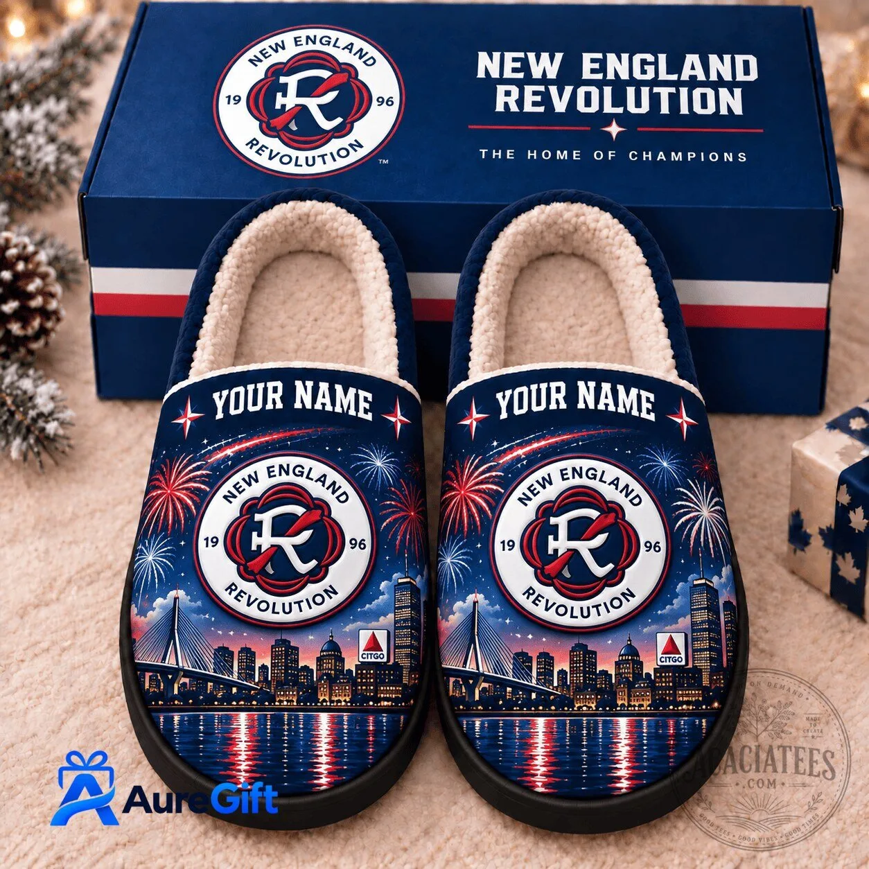 New England Revolution Personalized Football Team Logo Slippers 1 New England Revolution Personalized Football Team Logo Slippers