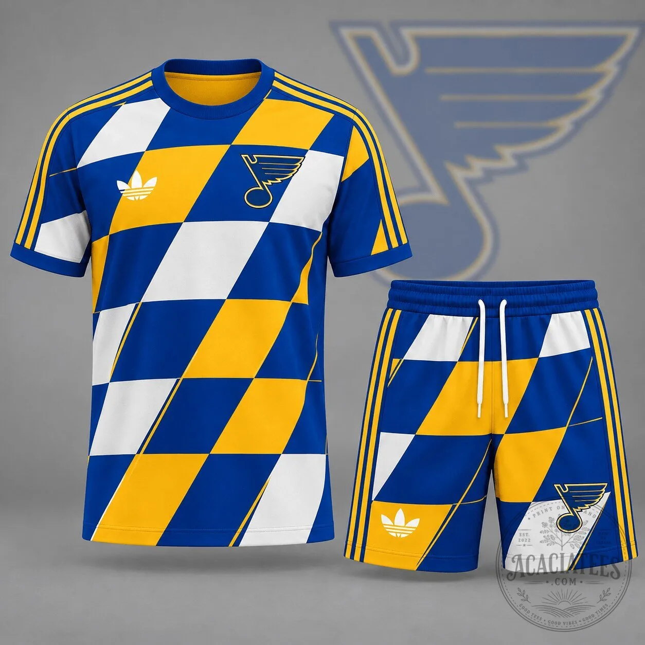 St. Louis Blues Adidas Geometric Colorblock T-Shirt and Shorts Set