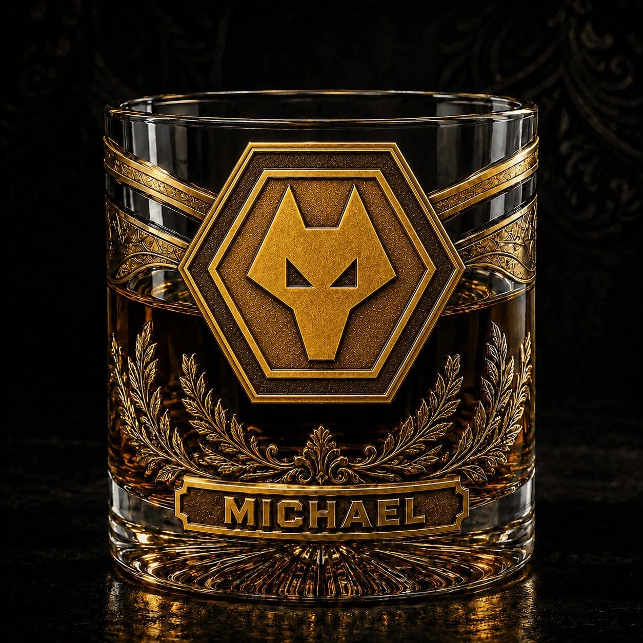 Wolverhampton Wanderers Football Club Whiskey Glass Custom Engraved Name Gift