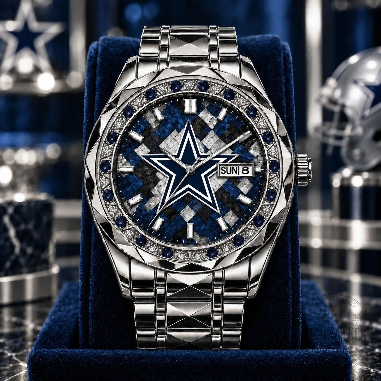 Dallas Cowboys NFL Team Logo Diamond Bezel Stainless Steel Watch