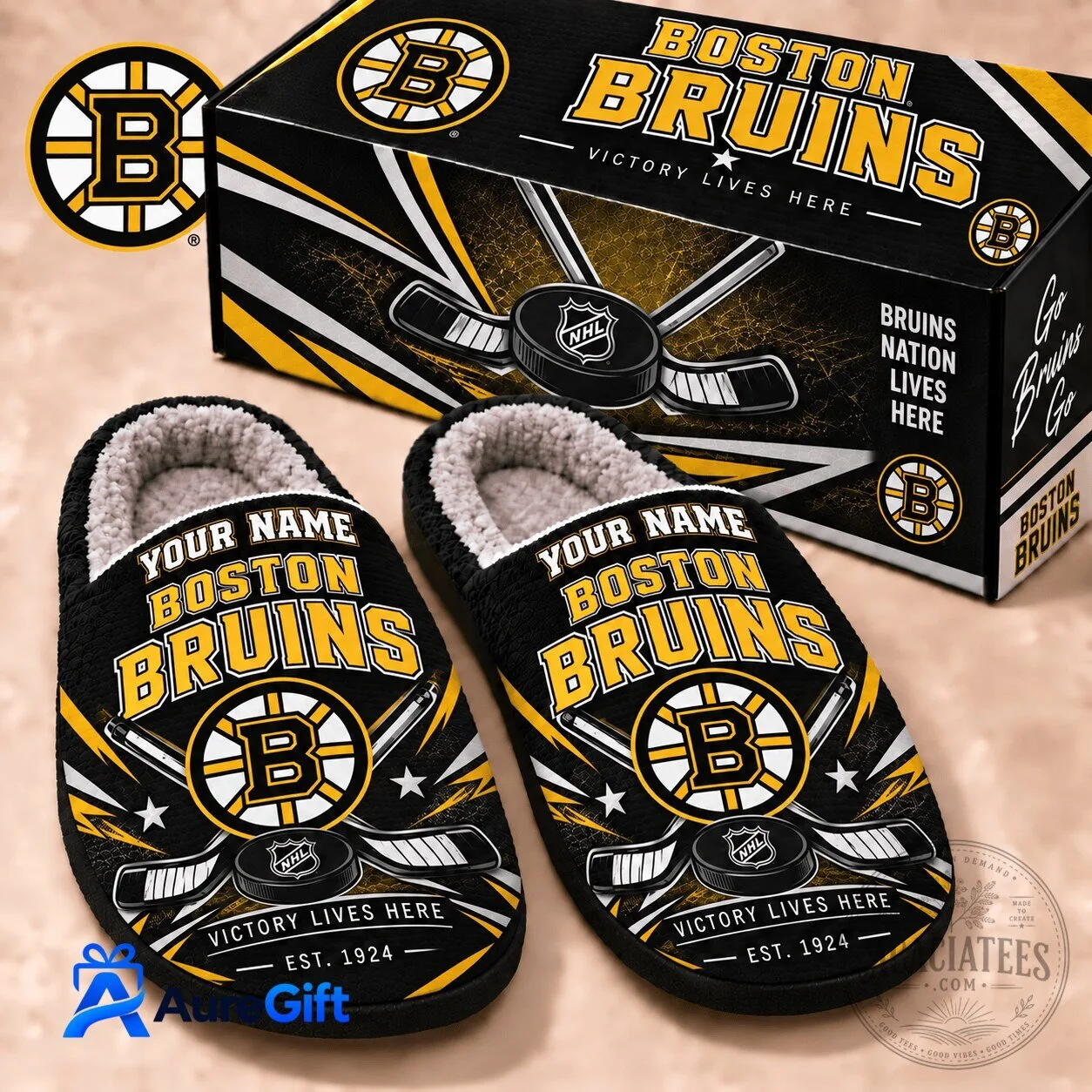 Boston Bruins NHL Personalized Slippers for Hockey Fans