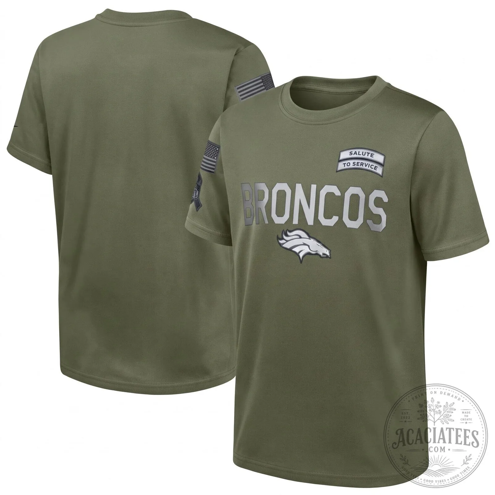 Denver Broncos Salute To Service Military Green Fan T-Shirt