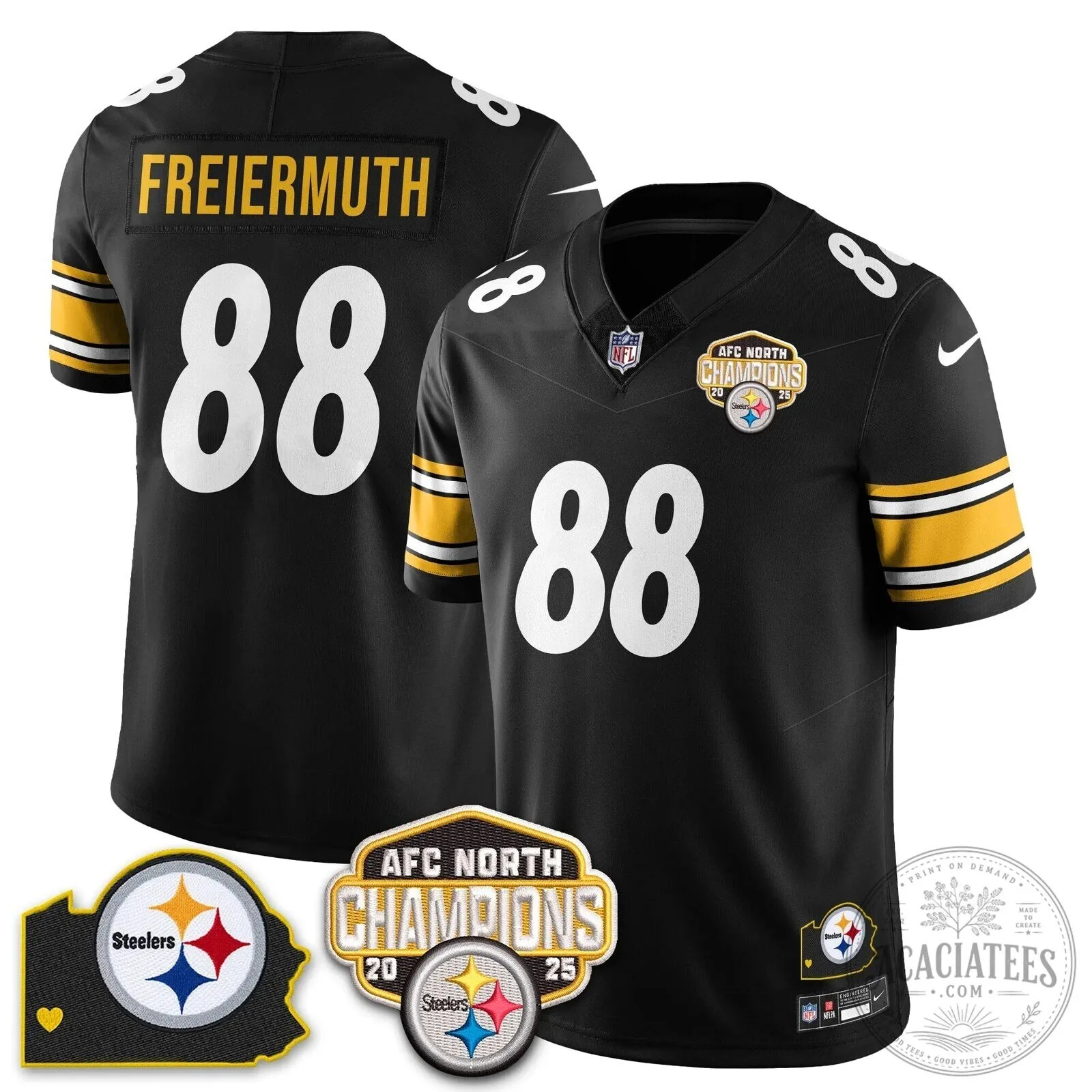 Pat Freiermuth 88 Jersey - Pittsburgh Steelers AFC North Champions Edition