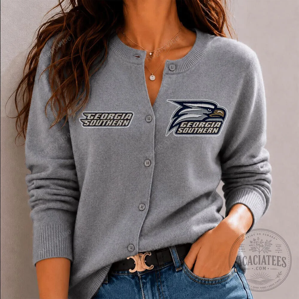 Georgia Southern Eagles Embroidered Gray Cardigan Sweater for Women