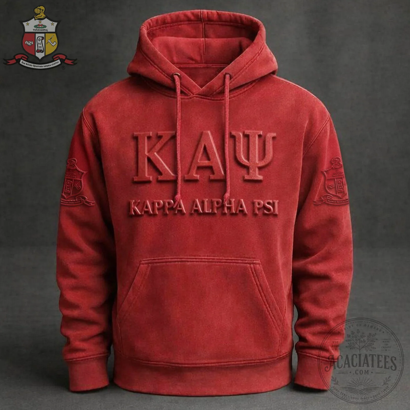 Kappa Alpha Psi Fraternity Inc. Embroidered Red Hoodie