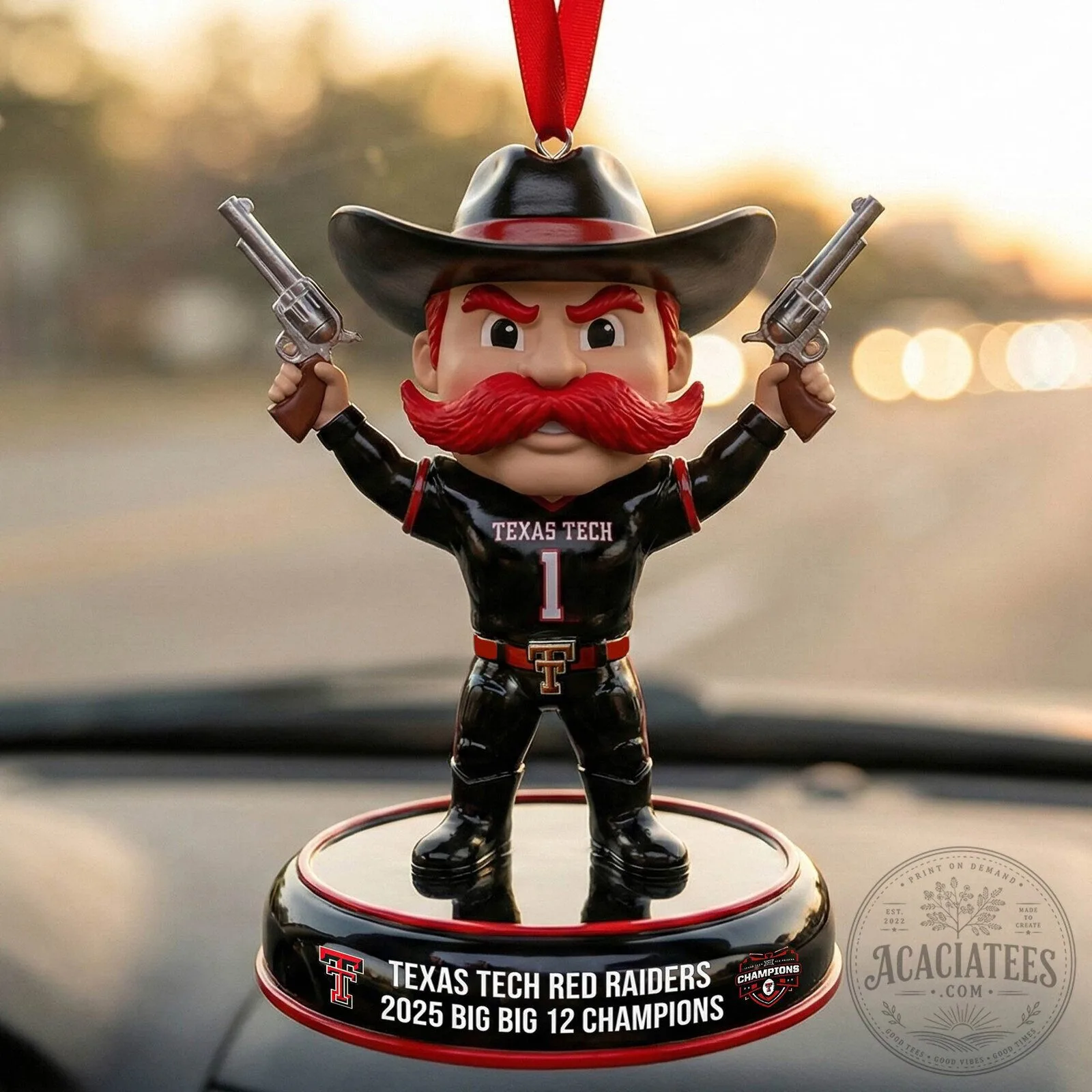 Texas Tech Red Raiders Big 12 Champions Mascot Christmas Tree Ornament