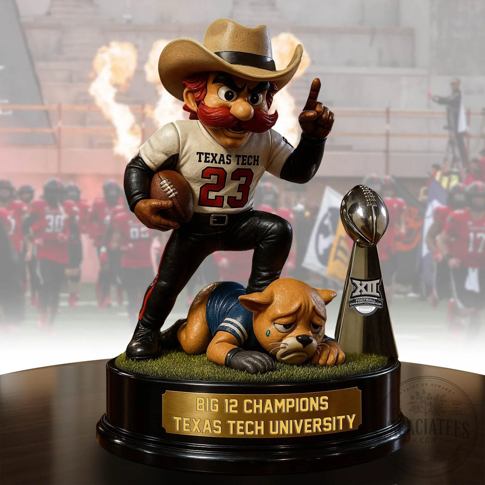 Texas Tech University Red Raiders Big 12 Champions Football Mascot Figurine