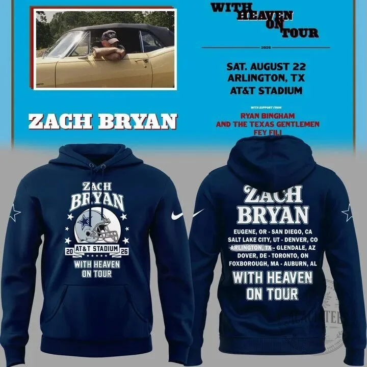 Zach Bryan With Heaven On Tour 2026 Dallas Cowboys Hoodie