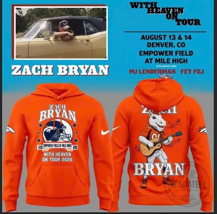Zach Bryan Denver Broncos Empower Field Concert Tour 2026 Hoodie
