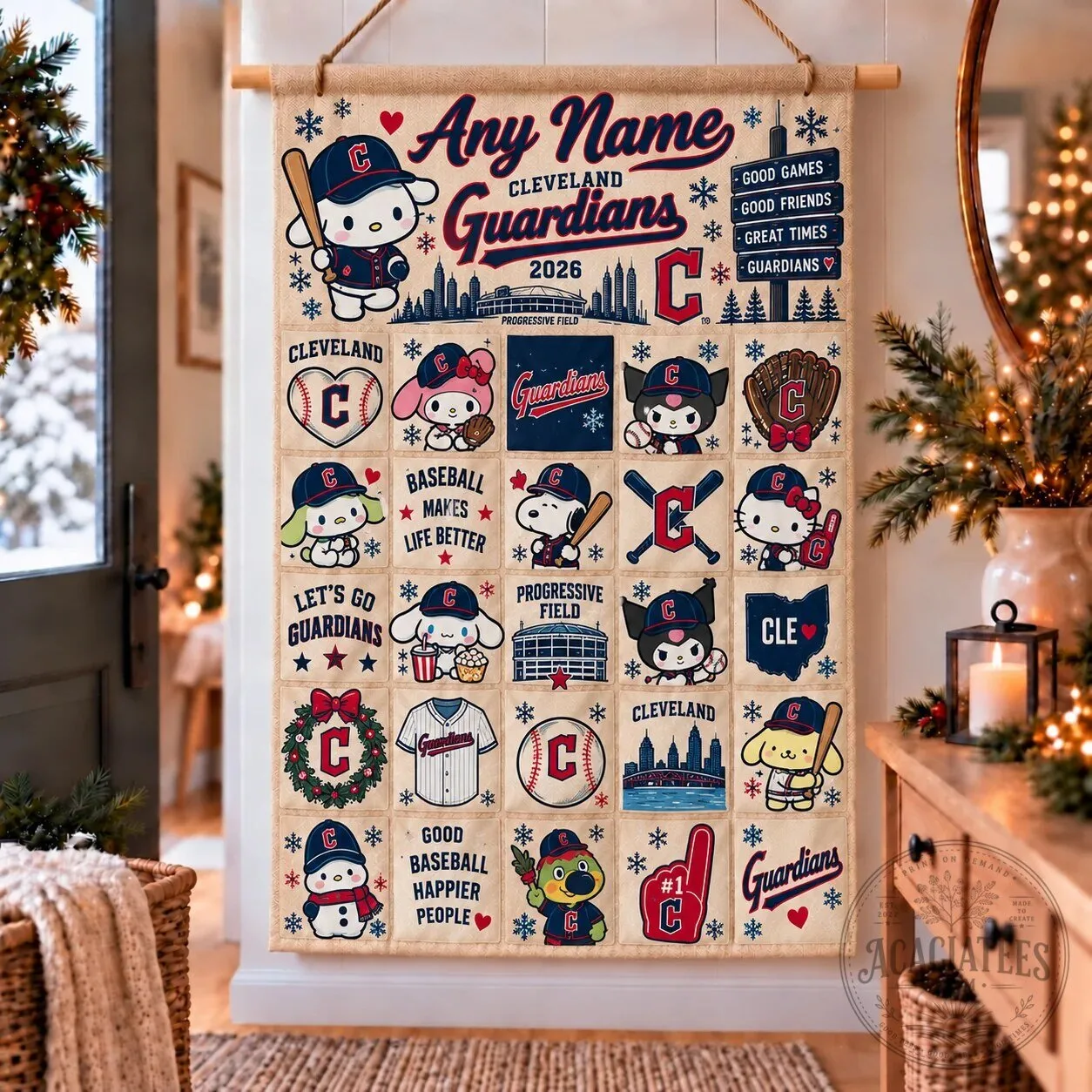 Cleveland Guardians Baseball Hello Kitty Progressive Field Wall Advent Calendar