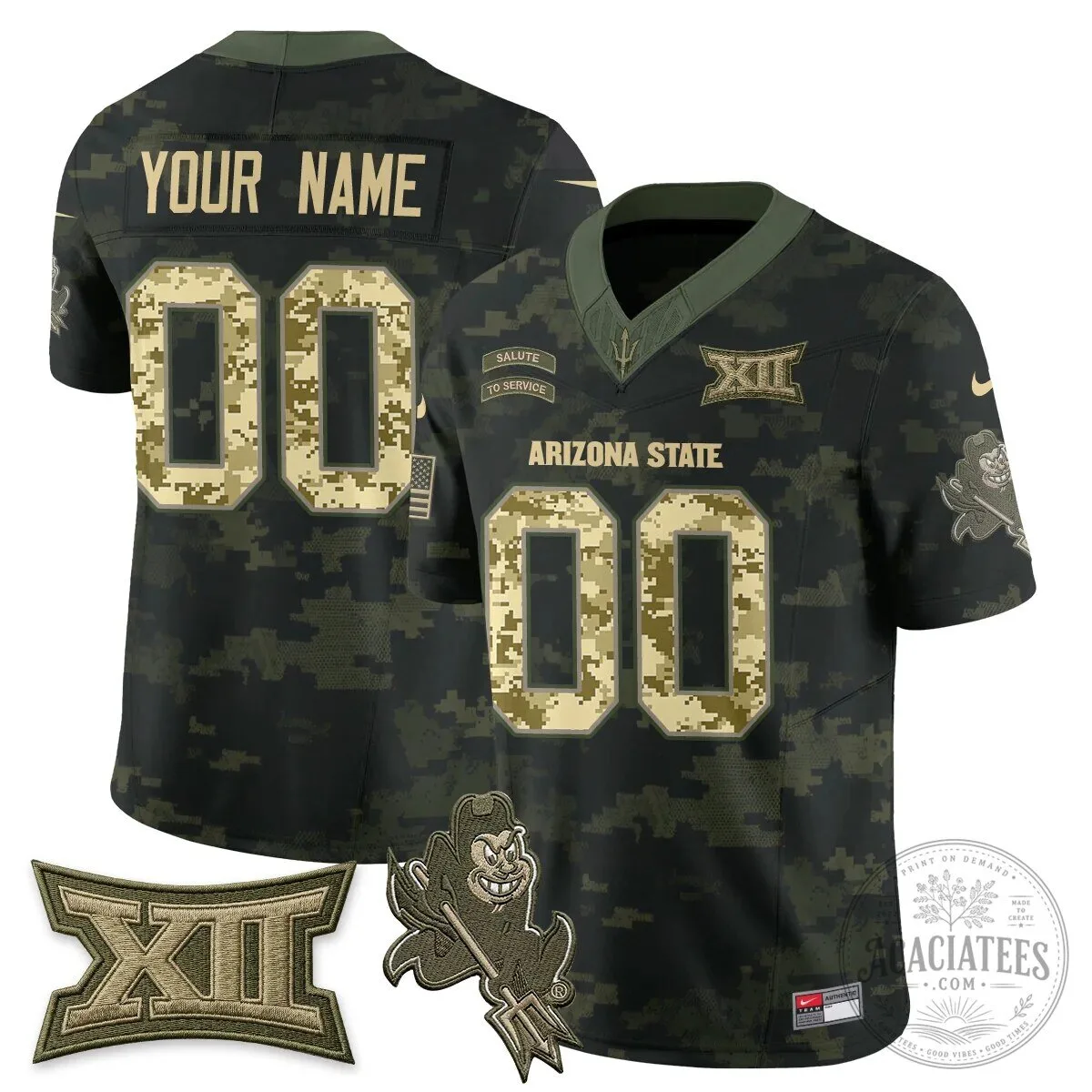 Arizona State Sun Devils Salute to Service Custom Football Jersey 9 Arizona State Sun Devils Salute to Service Custom Football Jersey