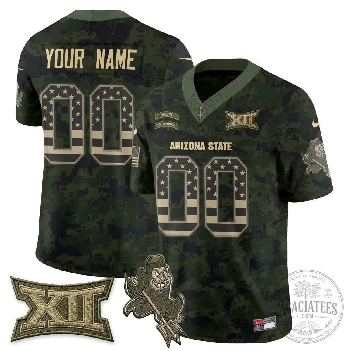 Arizona State Sun Devils Salute to Service Custom Football Jersey 10 Arizona State Sun Devils Salute to Service Custom Football Jersey