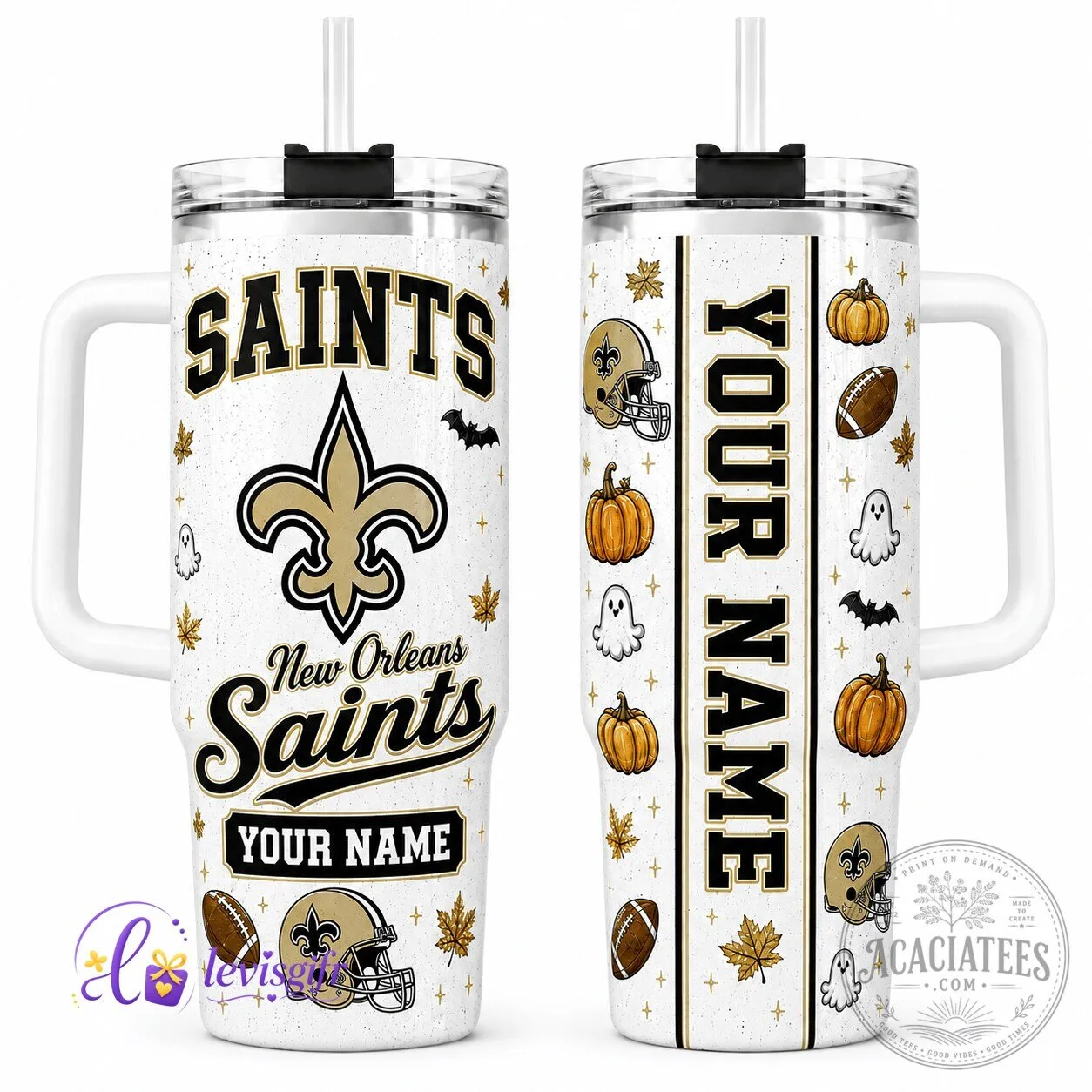 New Orleans Saints Halloween Personalized Football Team Tumbler