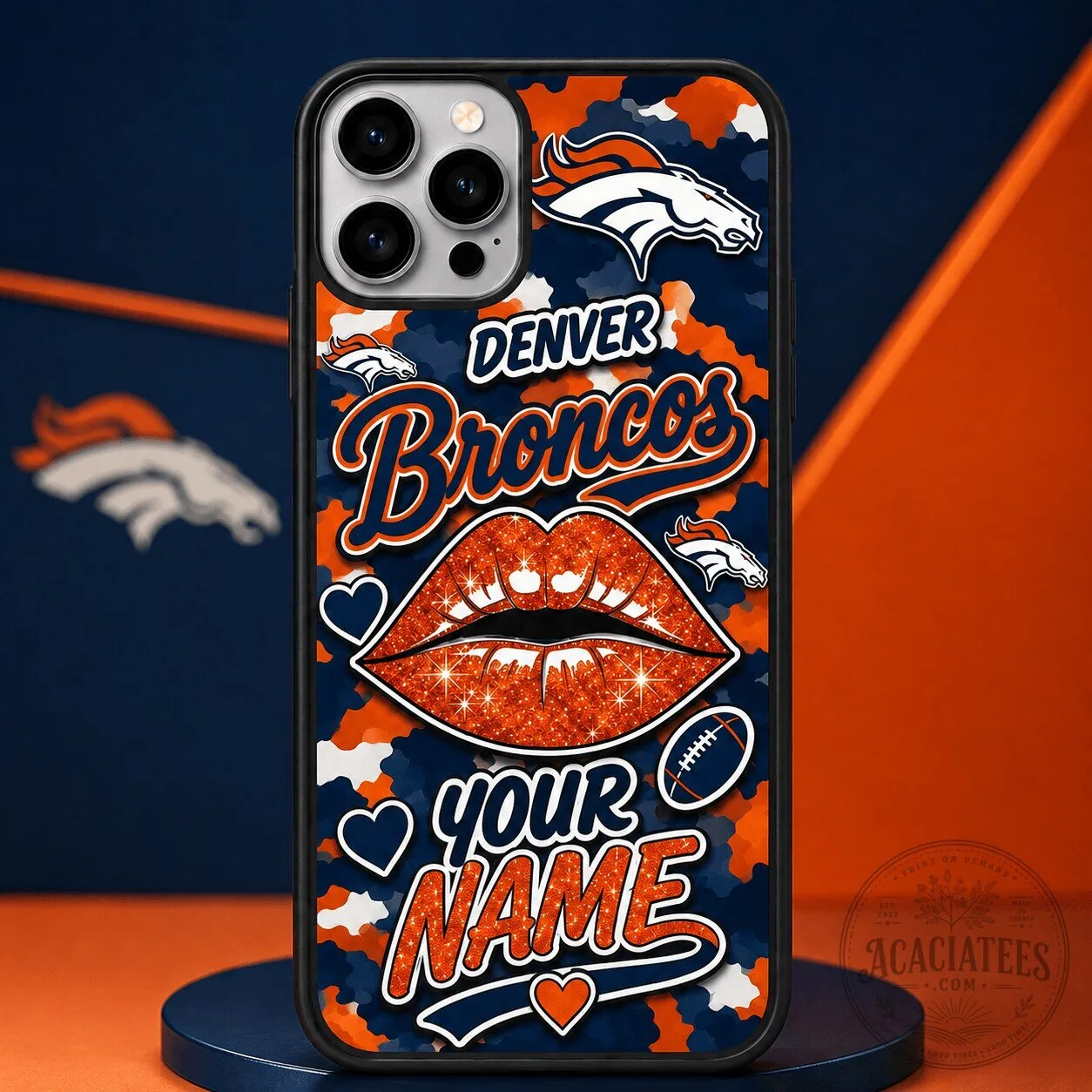 Denver Broncos Personalized Glitter Lips Camouflage Pattern Phone Case 1 Denver Broncos Personalized Glitter Lips Camouflage Pattern Phone Case