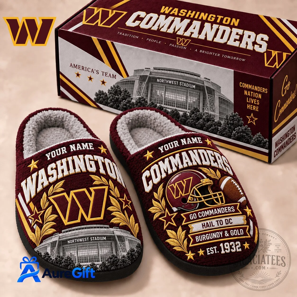 Washington Commanders Football Team Personalized Stadium Slippers