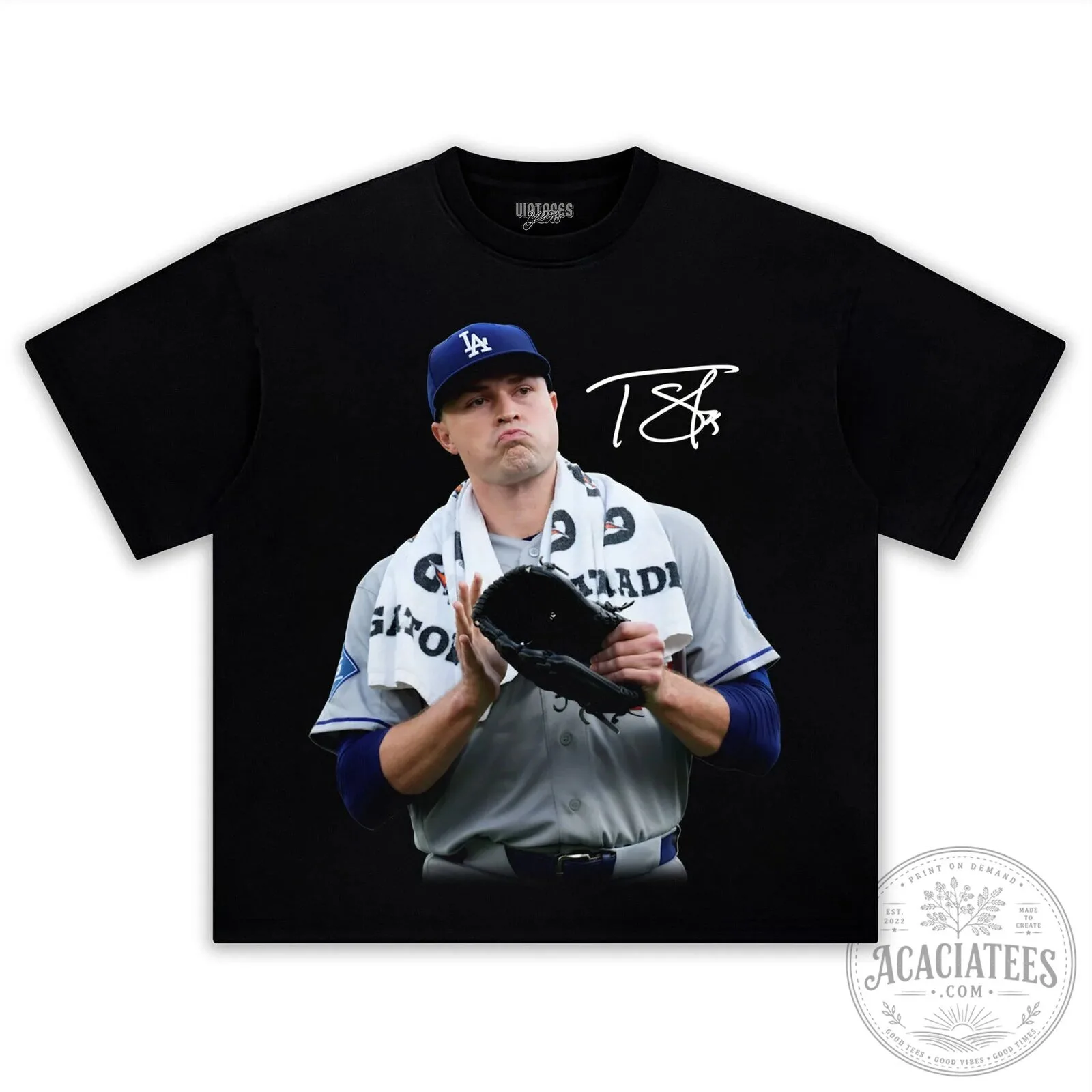 Tarik Skubal Los Angeles Dodgers Baseball Player Black Graphic T-Shirt