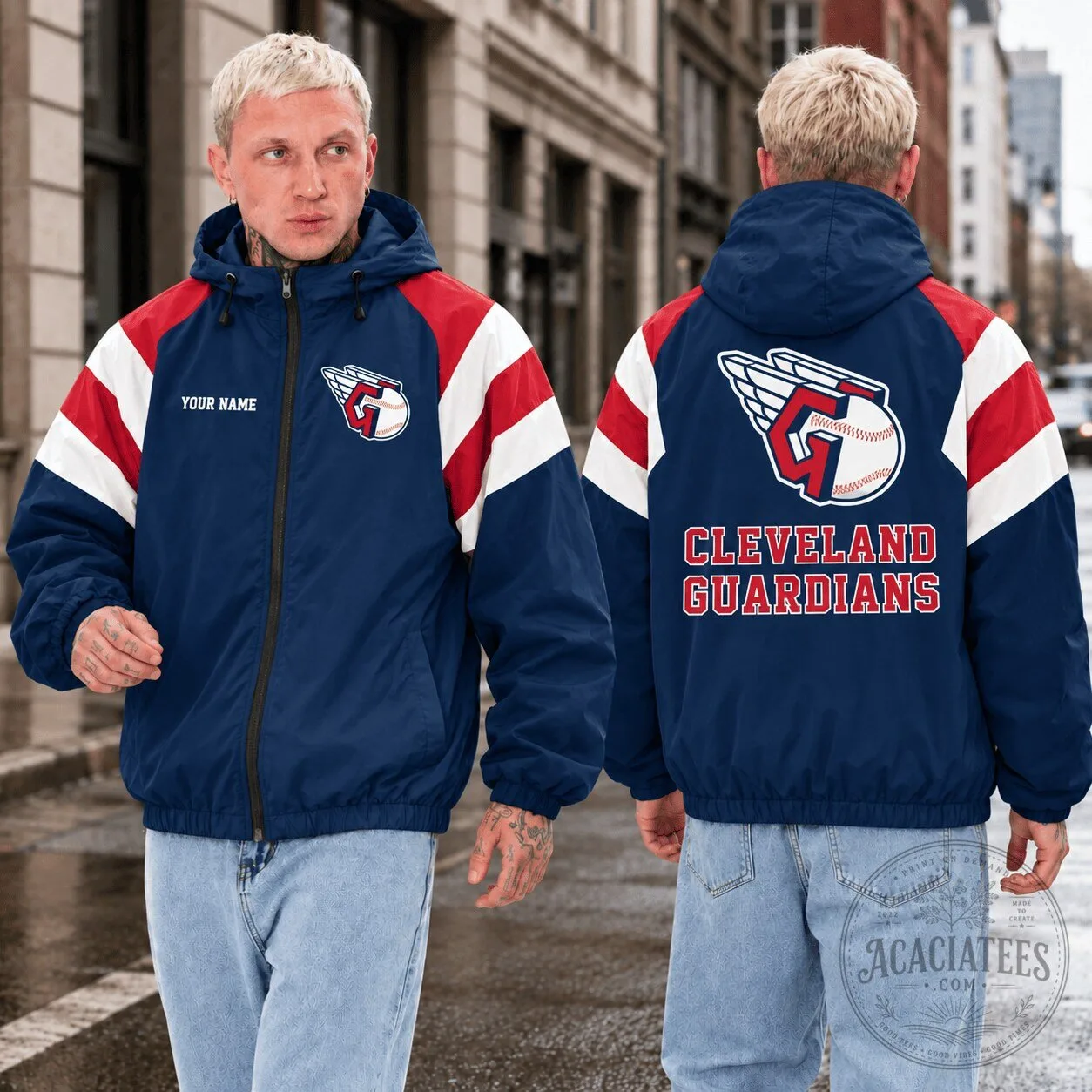Cleveland Guardians Baseball Team Fan Outdoor Jacket with Custom Name