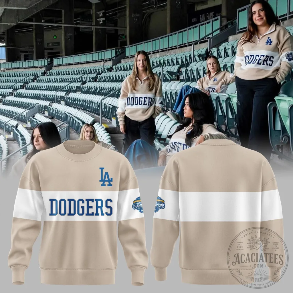 Dodgers Women's Night Cream and White Block Sweatshirt 40 Dodgers Women's Night Cream and White Block Sweatshirt